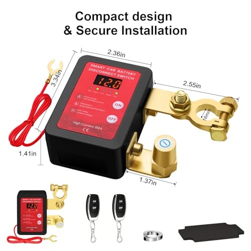 Remote Battery Disconnect Switch 12V, 240A Kill Switch for Car with Led black