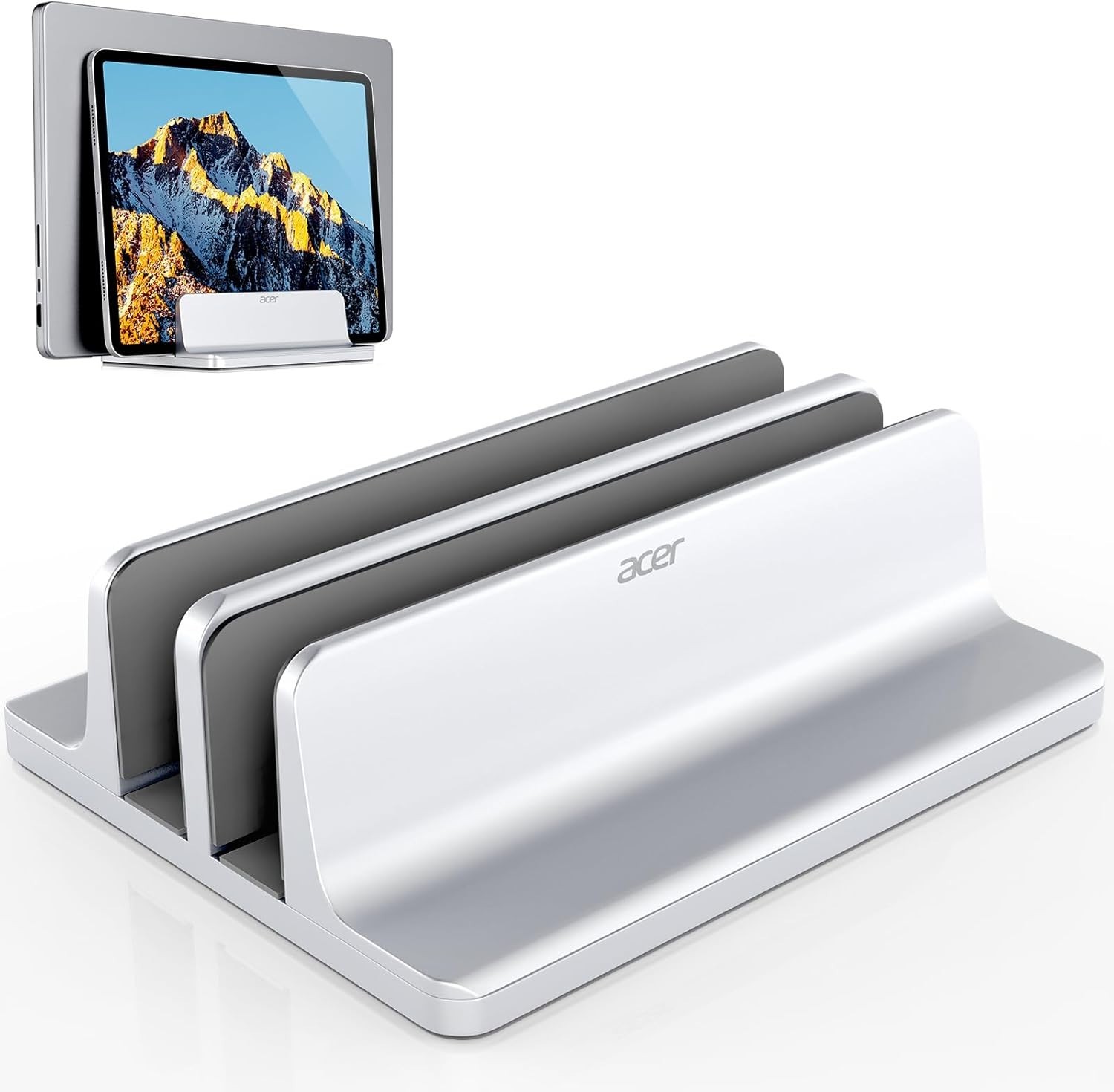 acer Dual Vertical Laptop Stand, Upright Desktop Stand Holder with Adjustable Do