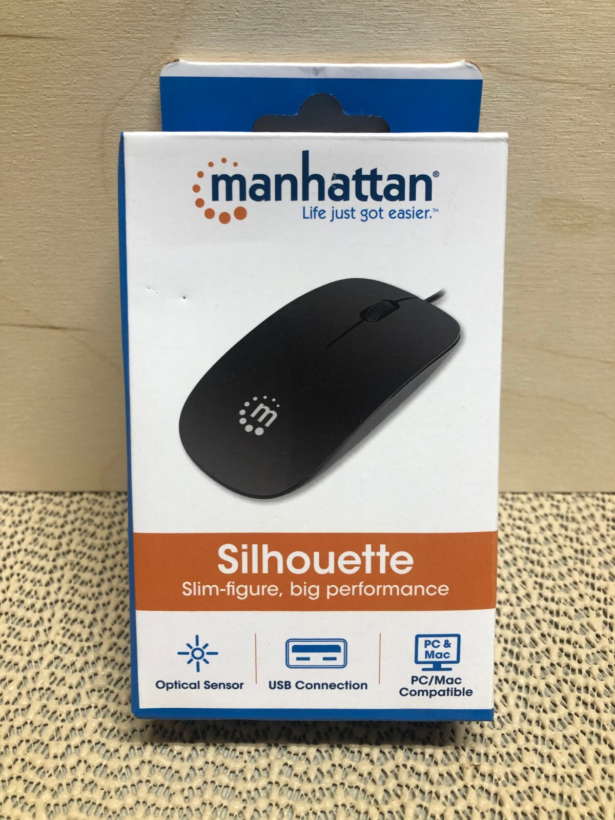 Manhattan Silhouette Optical USB Mouse Black New 177658 PC MAC Compatible