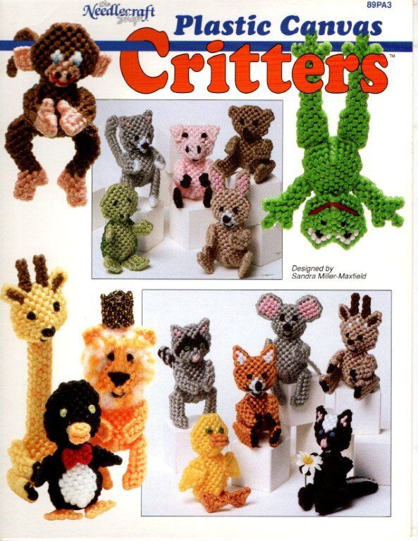 HTF!!!!THE NEEDLECRAFT SHOP PLASTIC CANVAS CRITTERS 16 CUTE DESIGNS