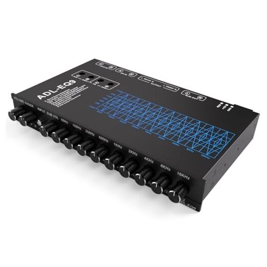 Car Audio Equalizer, Car Graphic Equalizer EQ W/Front, Rear + Sub 9-Band