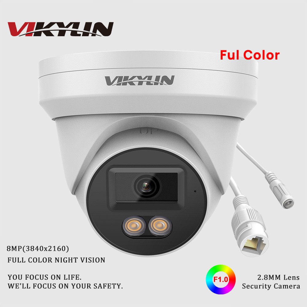 VIKYLIN 8MP 24*7 Color Night Vision IP Camera Built-in MIC Waterproof IP67 WDR