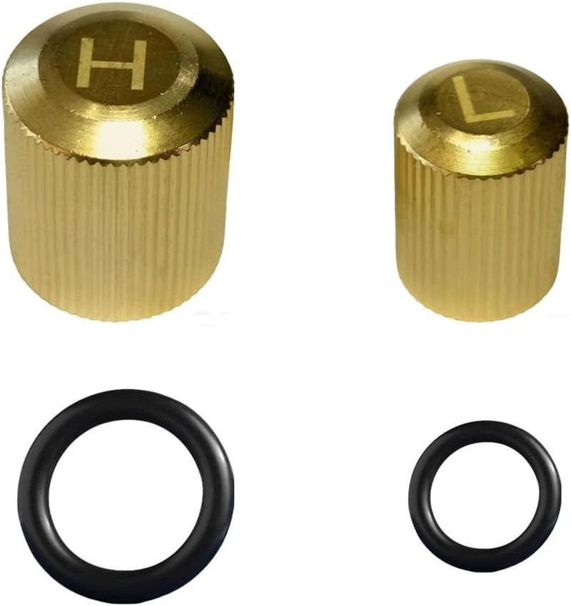 Brass Car AC Valve Caps for R134A System | Heavy-Duty High & Low-Side Service Po