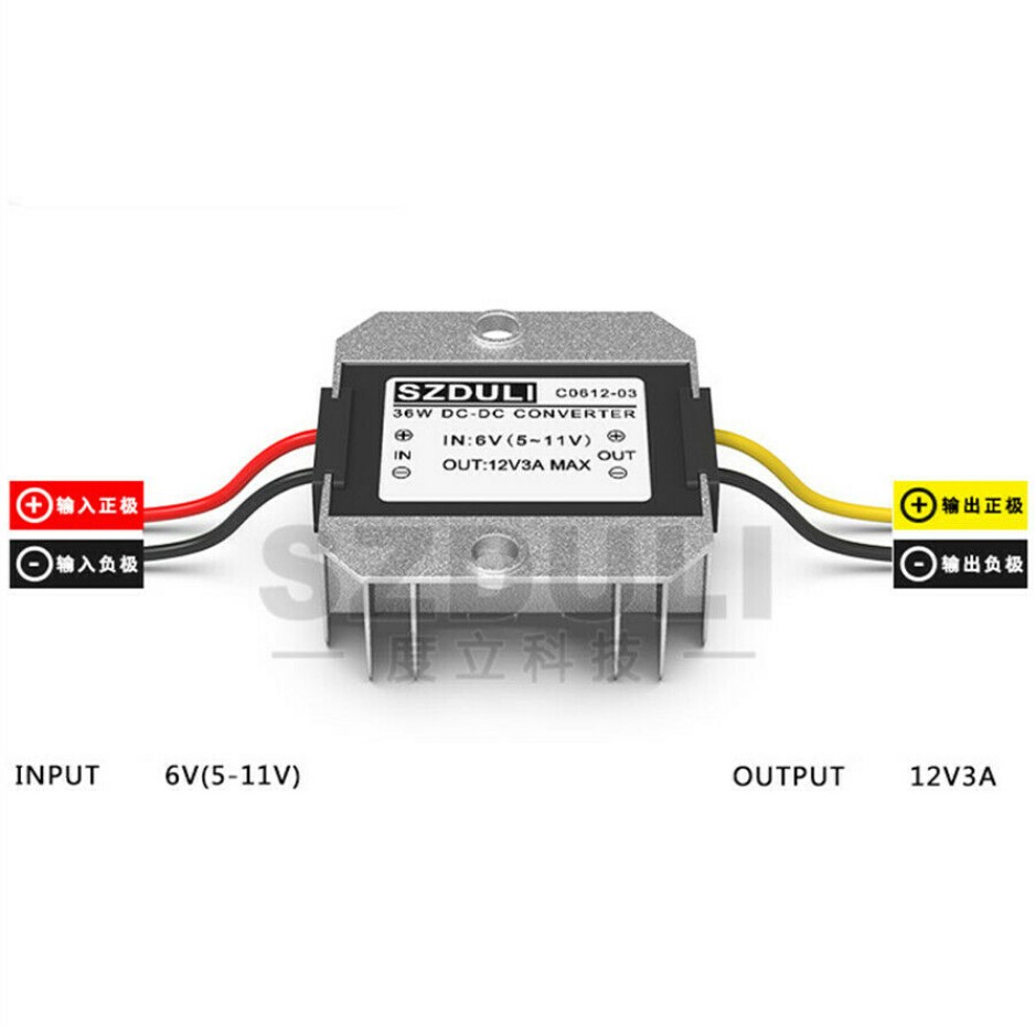 DC-DC Car 6V Step Up to 12V 3A 36W Boost Power Converter regulator Module