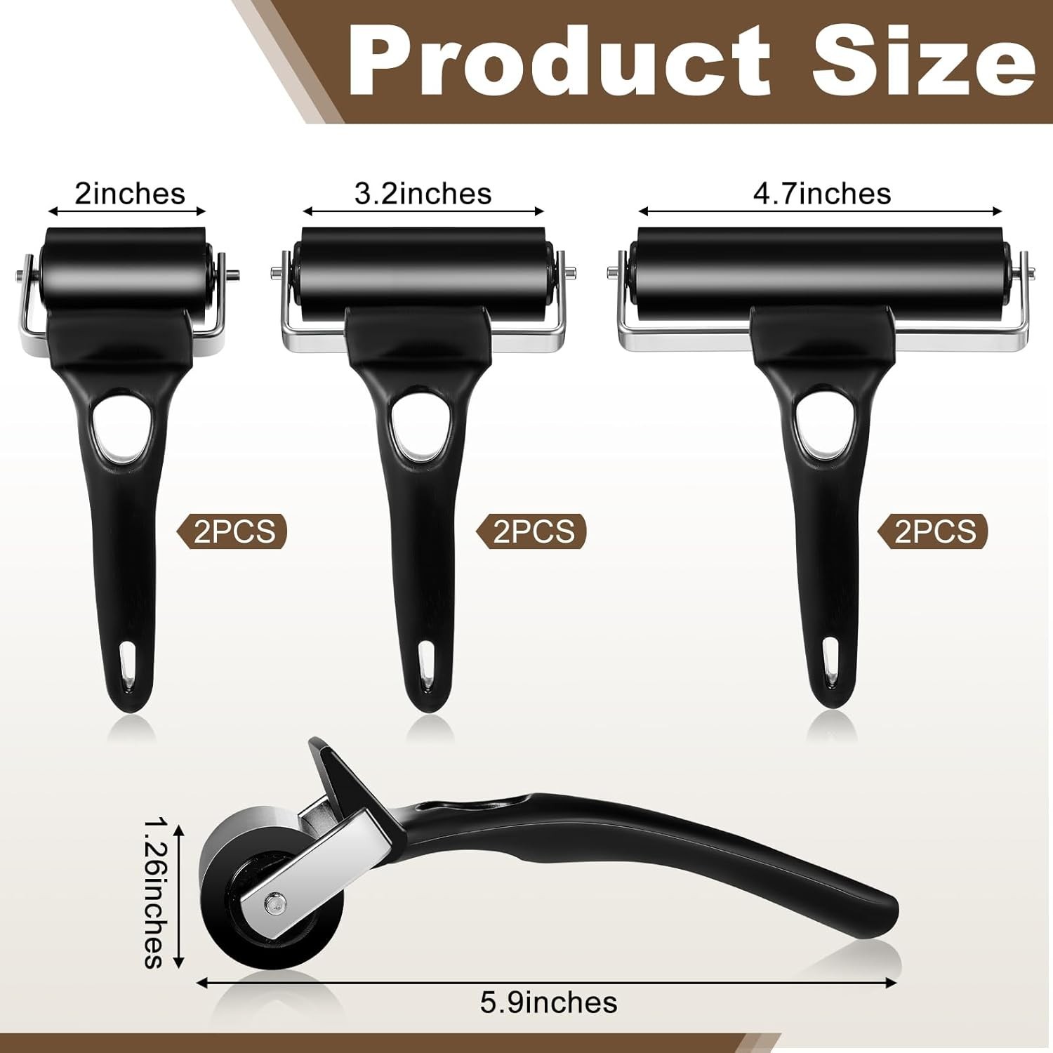 6pcs Rubber Brayer Roller Set for Crafting