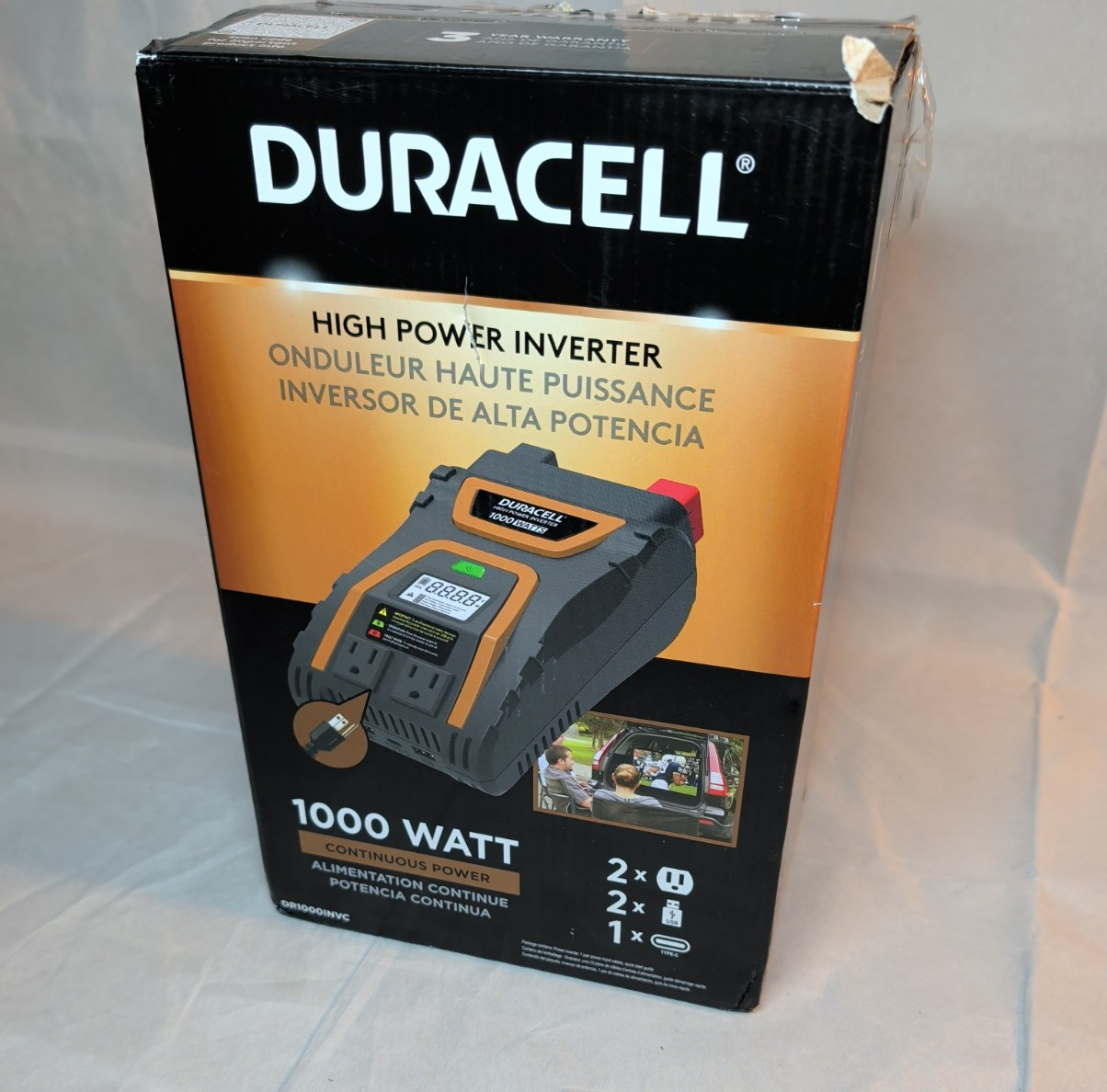 Duracell DR1000INVC 1000W Power Inverter Open Box Complete Unused LCD USB-C