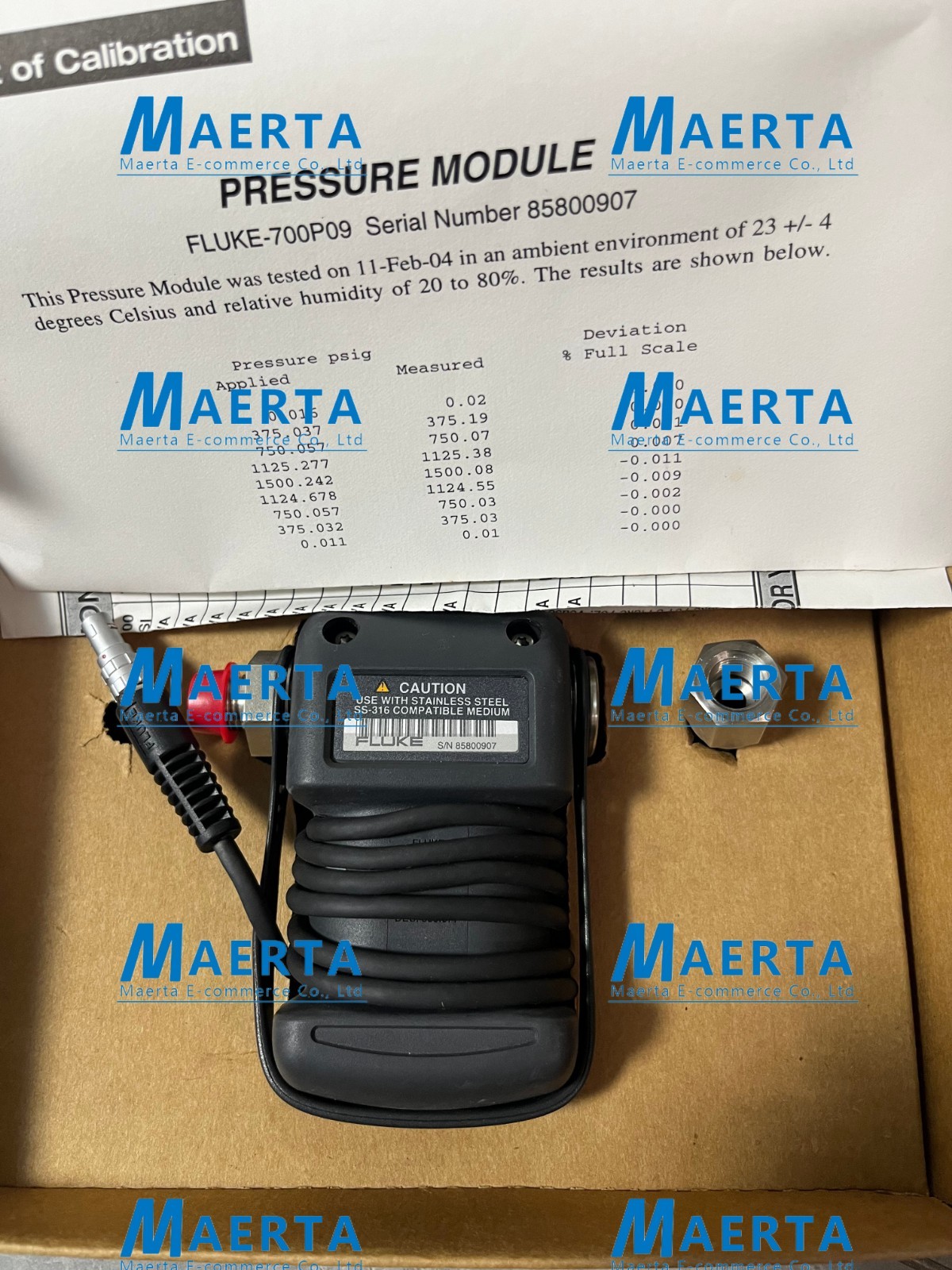 1PCS NEW FLUKE 700P09 Pressure Module Range 1500PSIG 10340kPa 103bar Ship FedEx