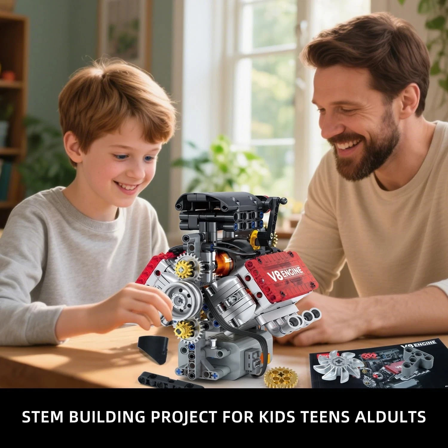 V8 Engine Kit Gas Model - OHV V8 Small Engine Model Kit Model Engine Resin Model