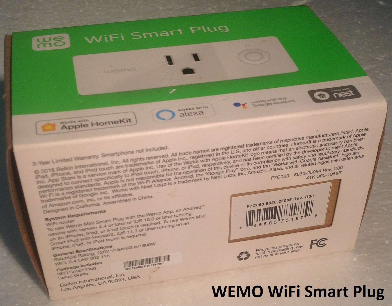 WEMO WiFi Smart Plug - NEW