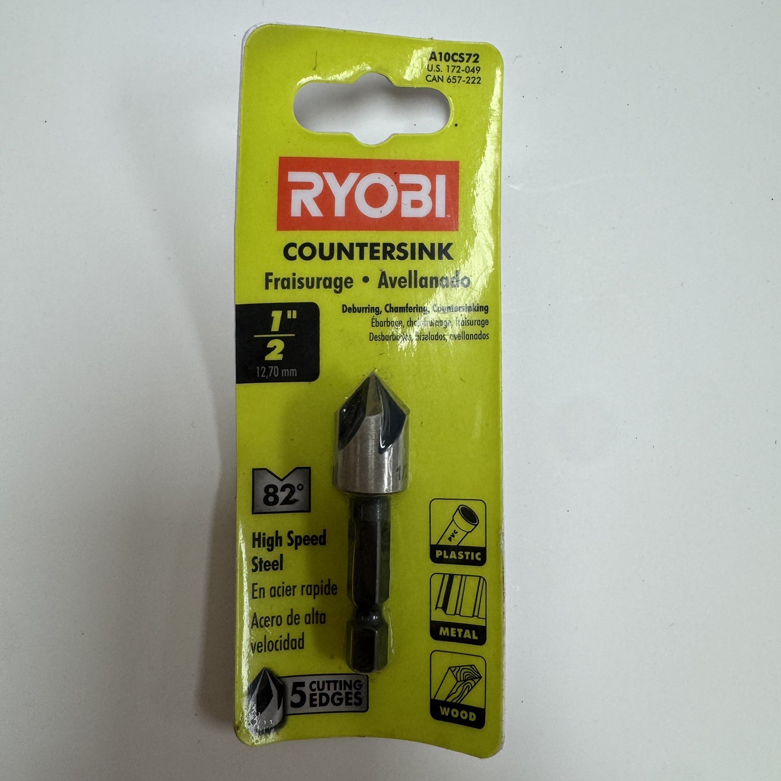 RYOBI TOOLS 1/2" COUNTERSINK BIT  SPEED LOAD HIGH SPEED STEEL - A10CS72 New