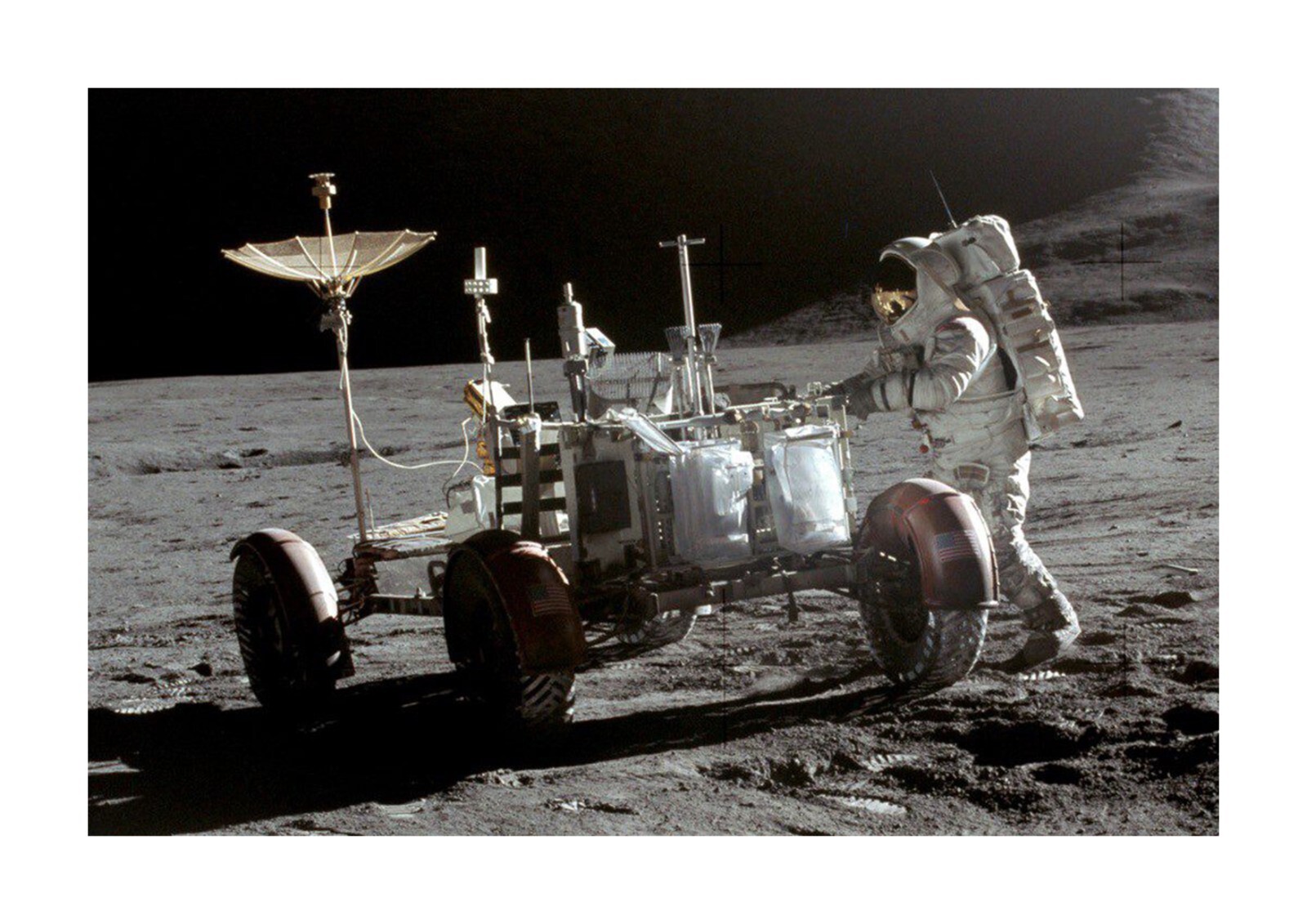 Apollo 17 moon buggy A4 reproduction picture poster with choice of frame