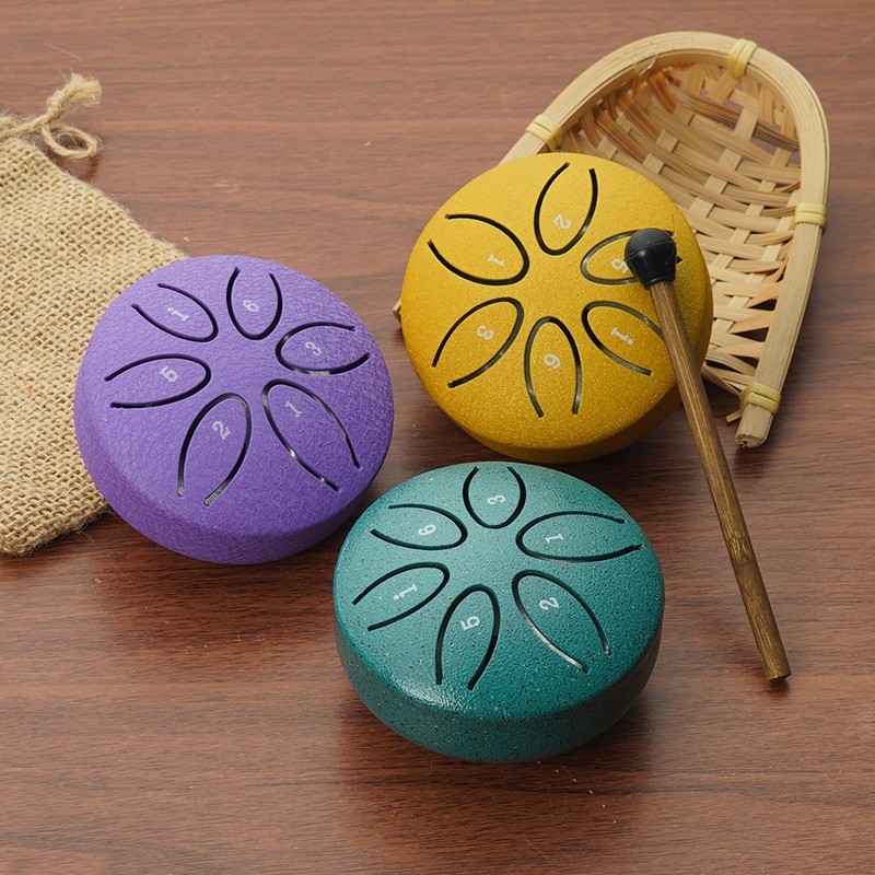 3"/ 8cm  Steel Tongue Drum – 6 Note Hand Pan Meditation Instrument with Mallets