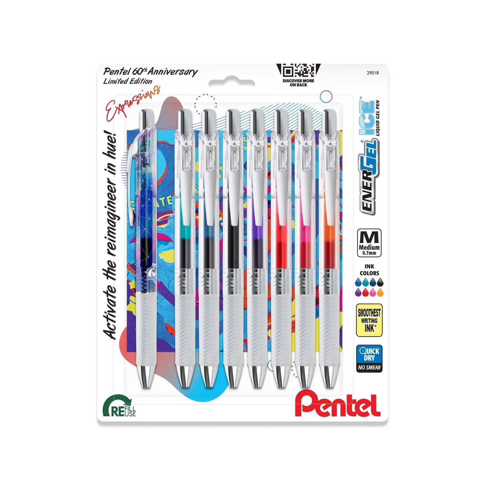 Pentel EnerGel Expressions, 60th Anniversary Limited Edition Pack, ICE Liquid Ge