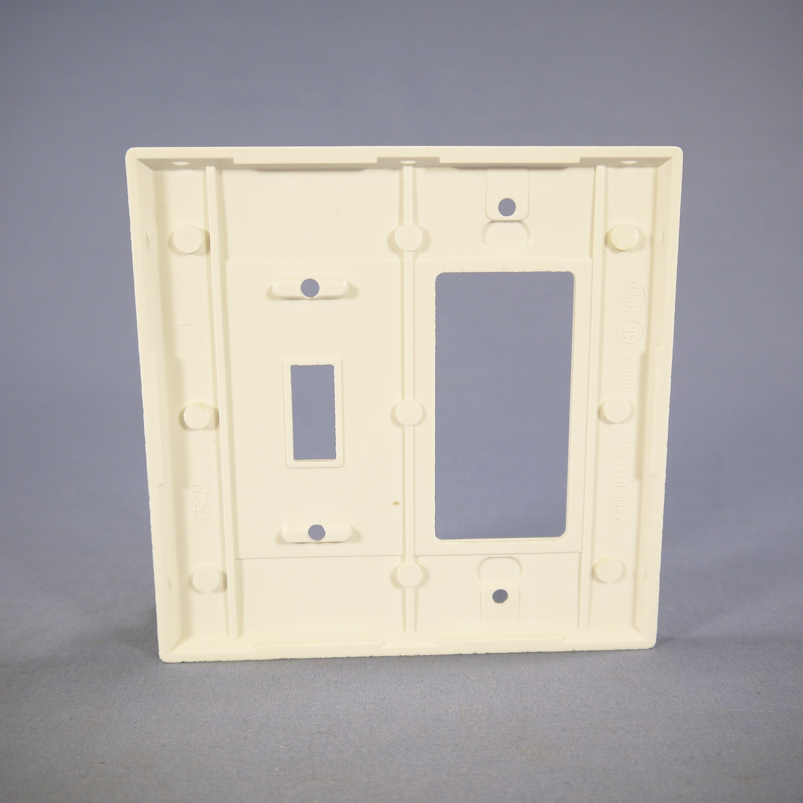 Eagle 2053W White 2-Gang Toggle Switch Decorator GFCI Plastic Mid-Size Wallplate