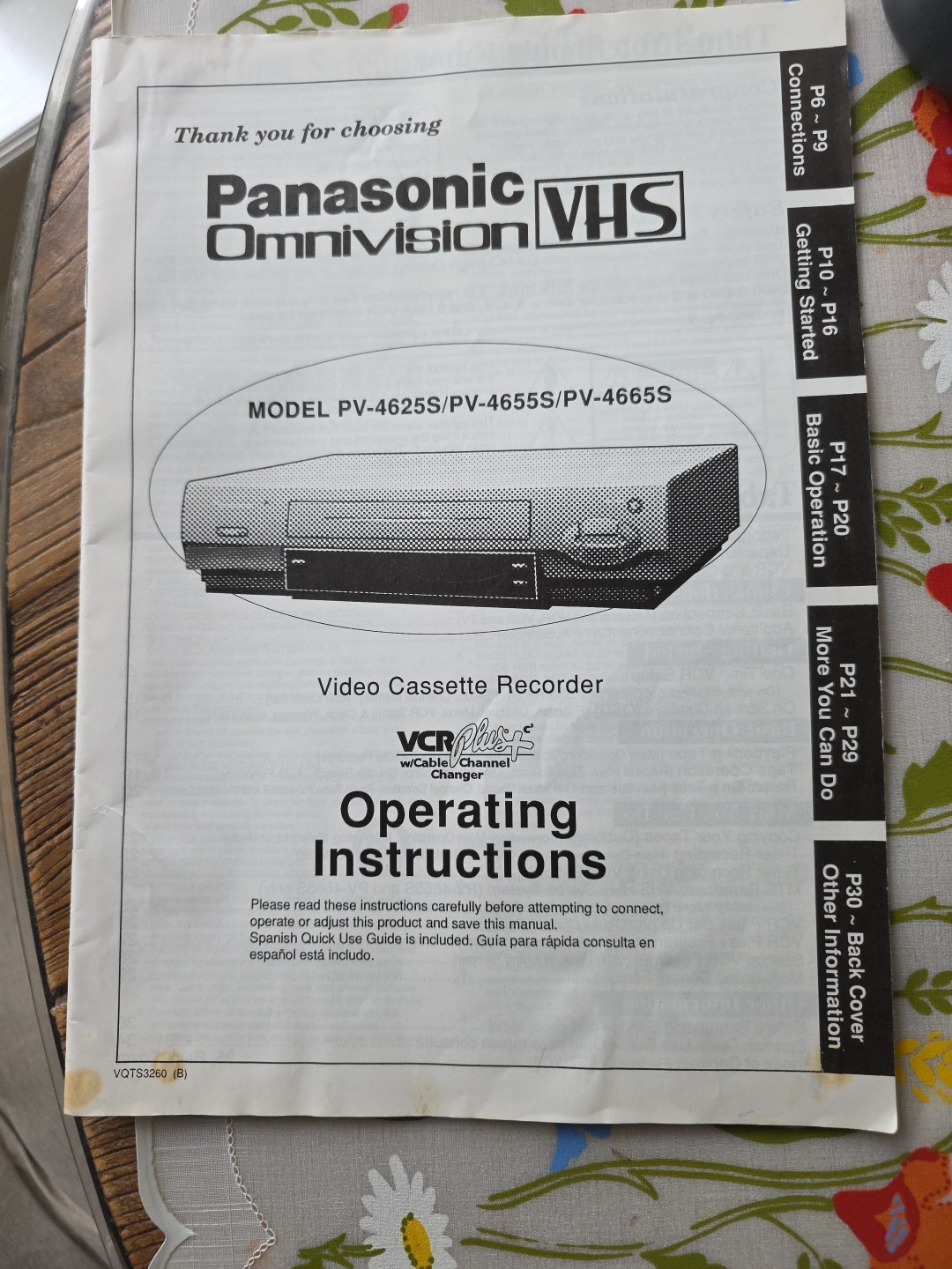 Panasonic VCR Operating Instructions Models PV-4625S PV-4655S PV-4665S