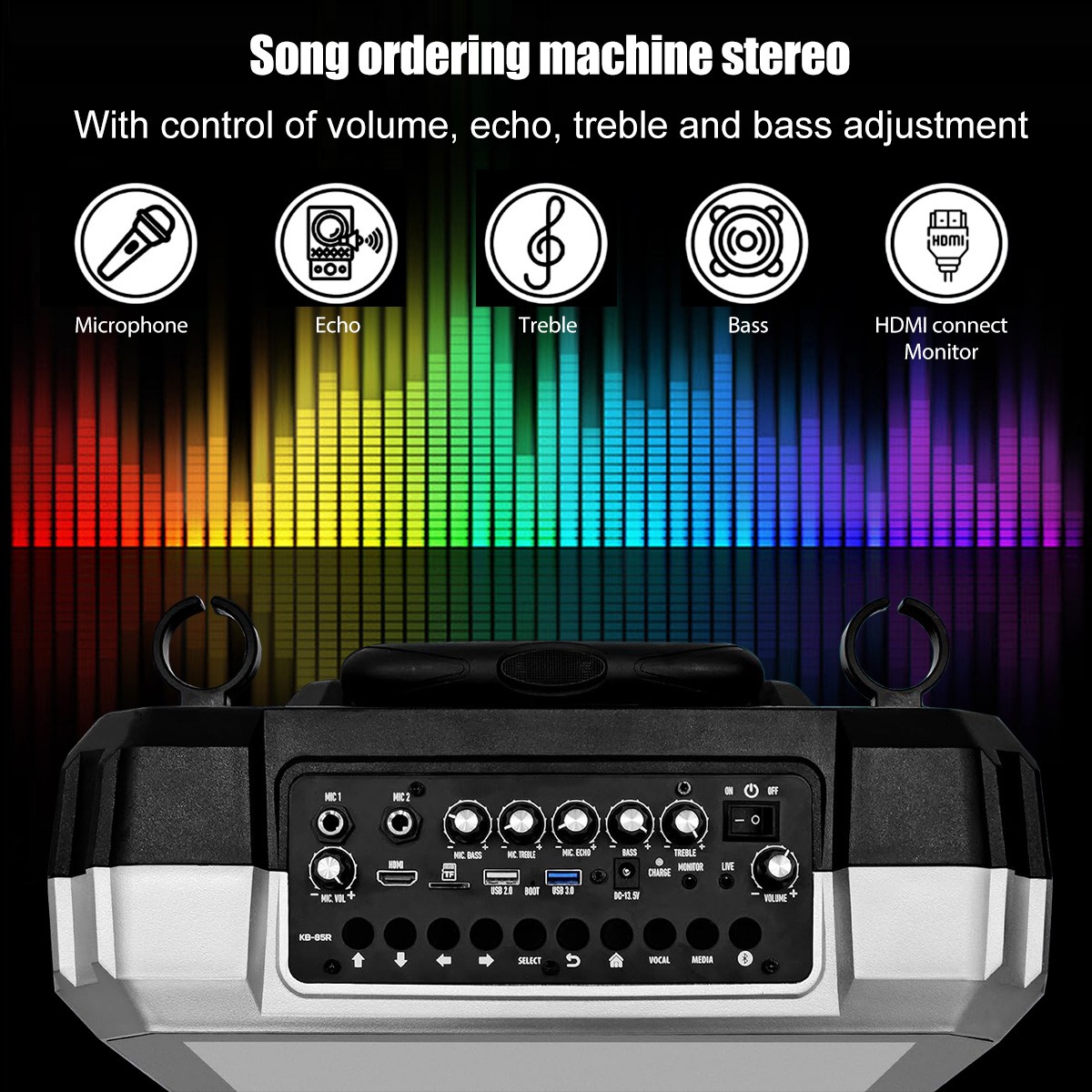 Professional Karaoke Machine BT Speaker w/ Wireless Mic & Lyrics Display Screen