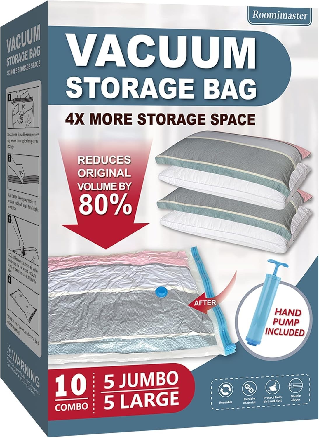 Roomimaster Vacuum Storage Bags 10Pack Space Saver Bags for Clothes Bedding