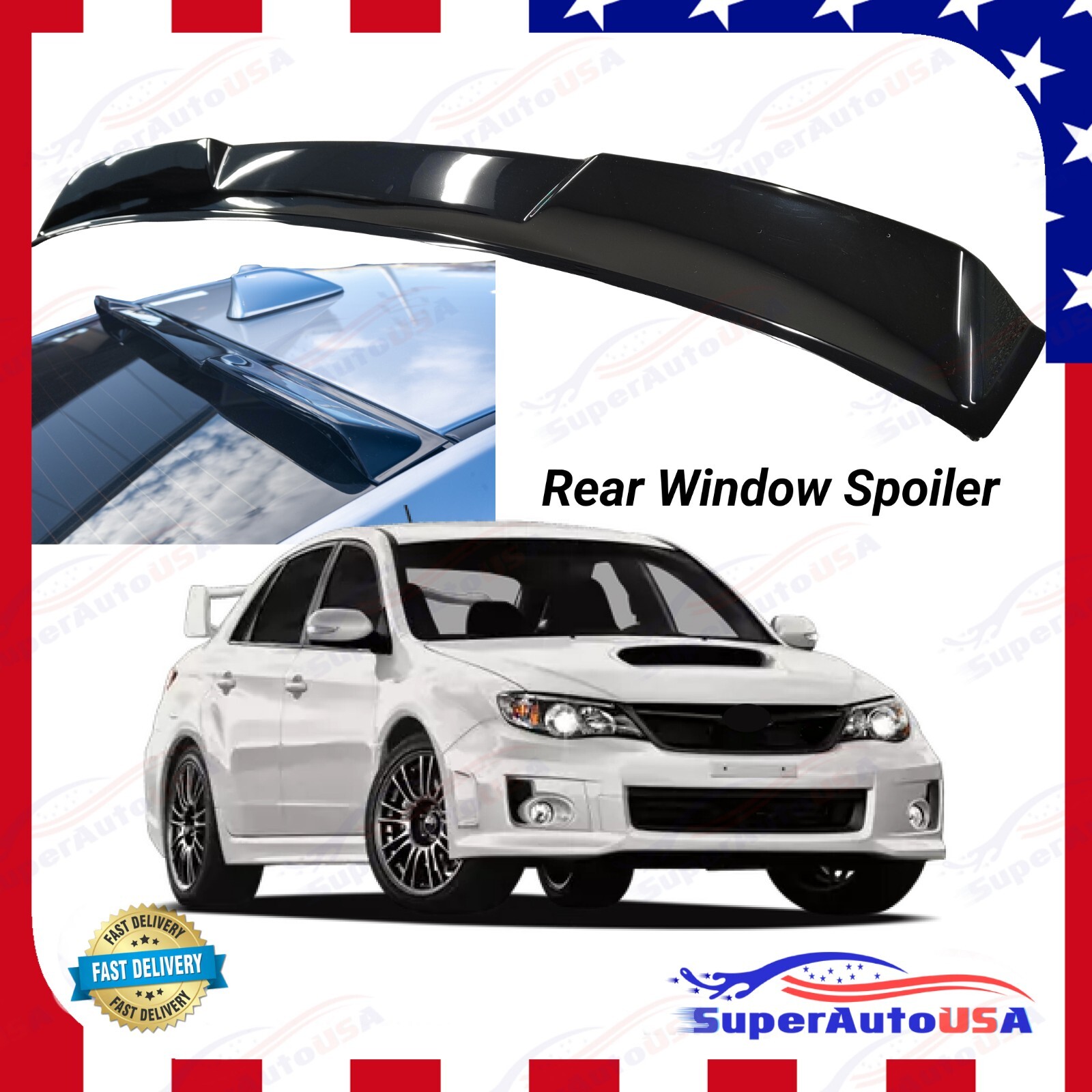 For 2007-14 Subaru Impreza | Impreza WRX Gloss Black Rear Window Visor Spoiler
