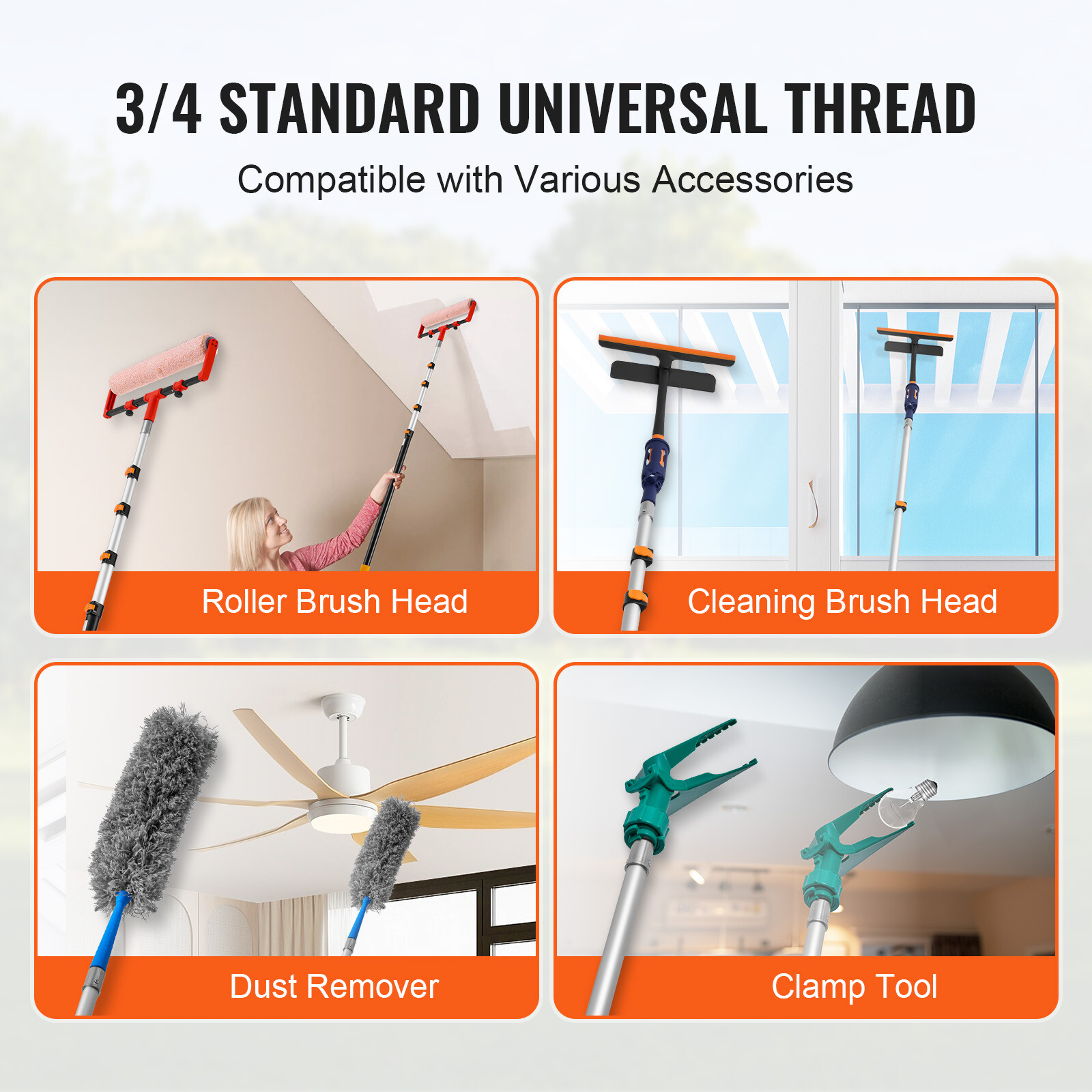 Telescoping Extension Pole 6 to 24 FT Multi-Purpose for Painting Dusting