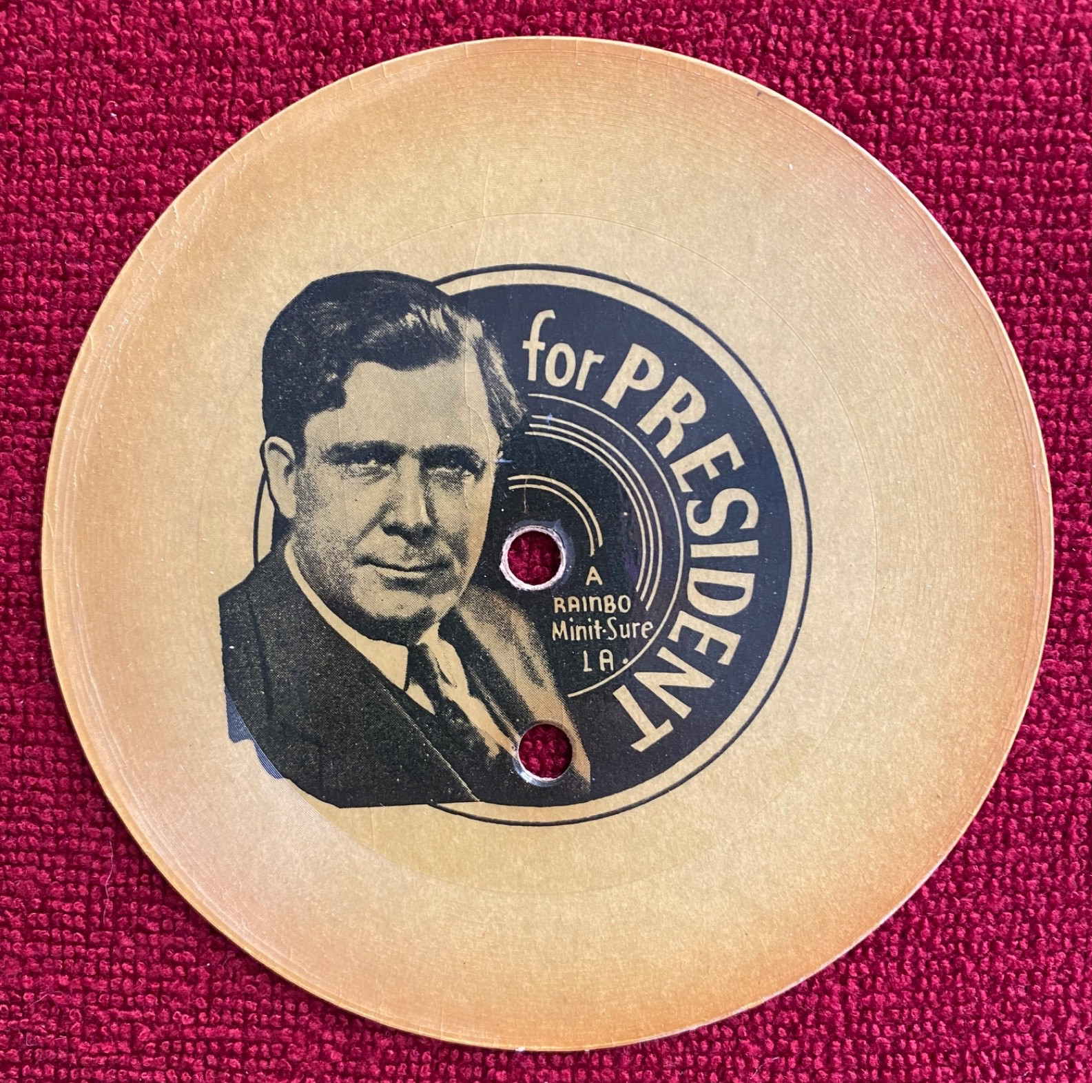 1940 WENDELL WILLKIE FOR PRESIDENT rare political audio record RAINBO MINIT-SURE