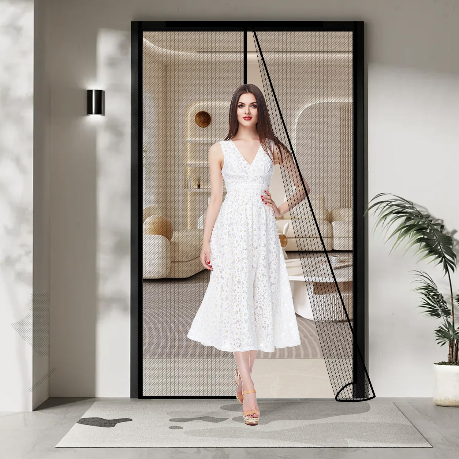 Magnetic Screen Door Fit Door Size 32 X 80 Inch, Screen Size 34" X 82" Strong Ma