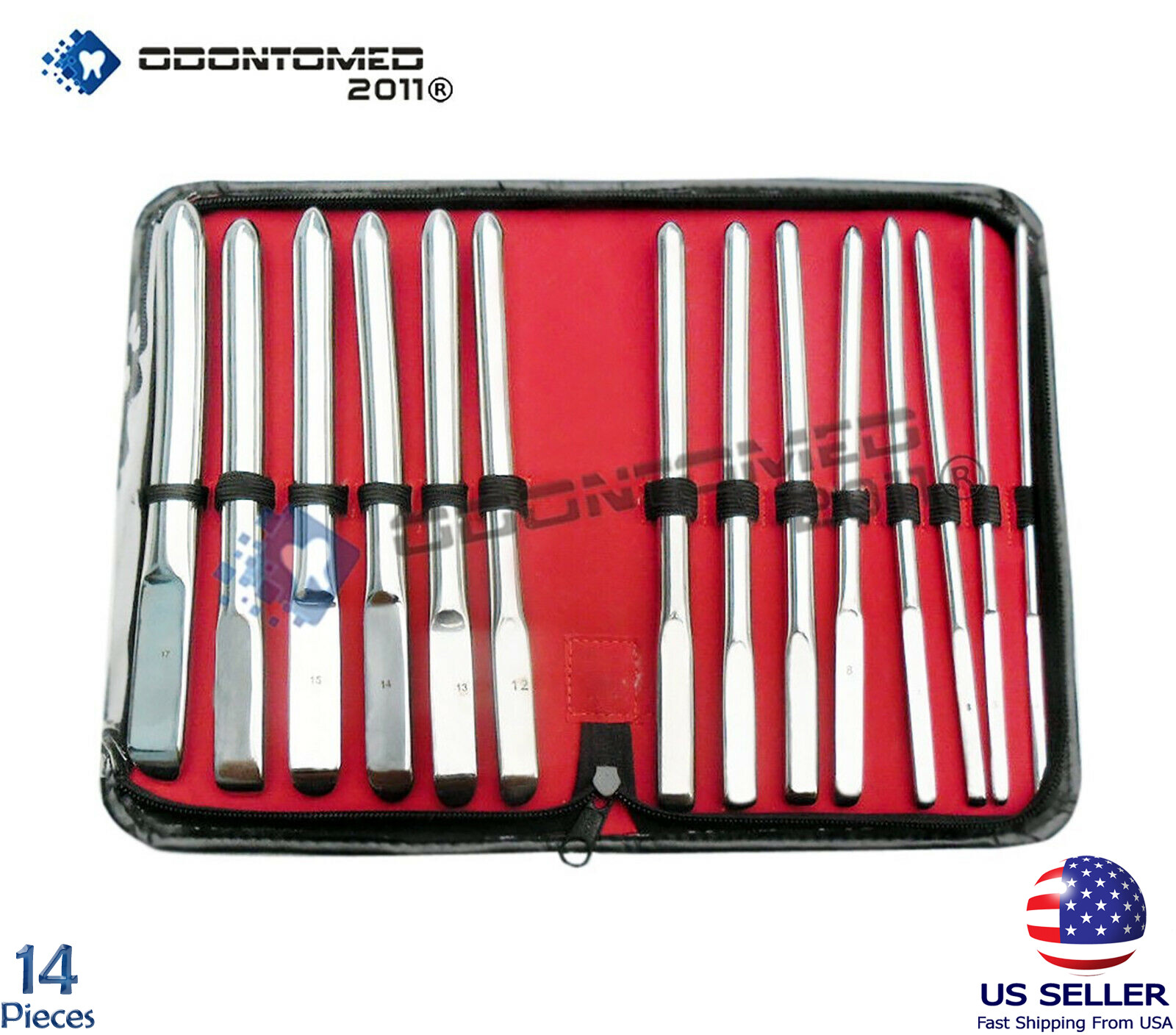 14 Pieces Set Of Hegar Uterine Dilator Sounds Single Ended GERMAN Grade