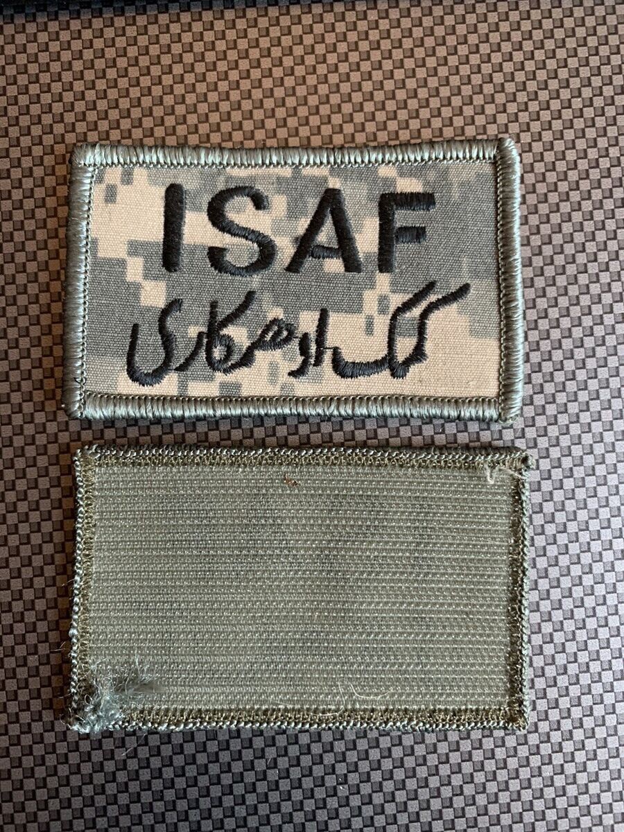 MILITARY PATCH US ARMY ACU DIGITAL HOOK & LOOP ISAF INTERNATIONAL SECURITY UCP