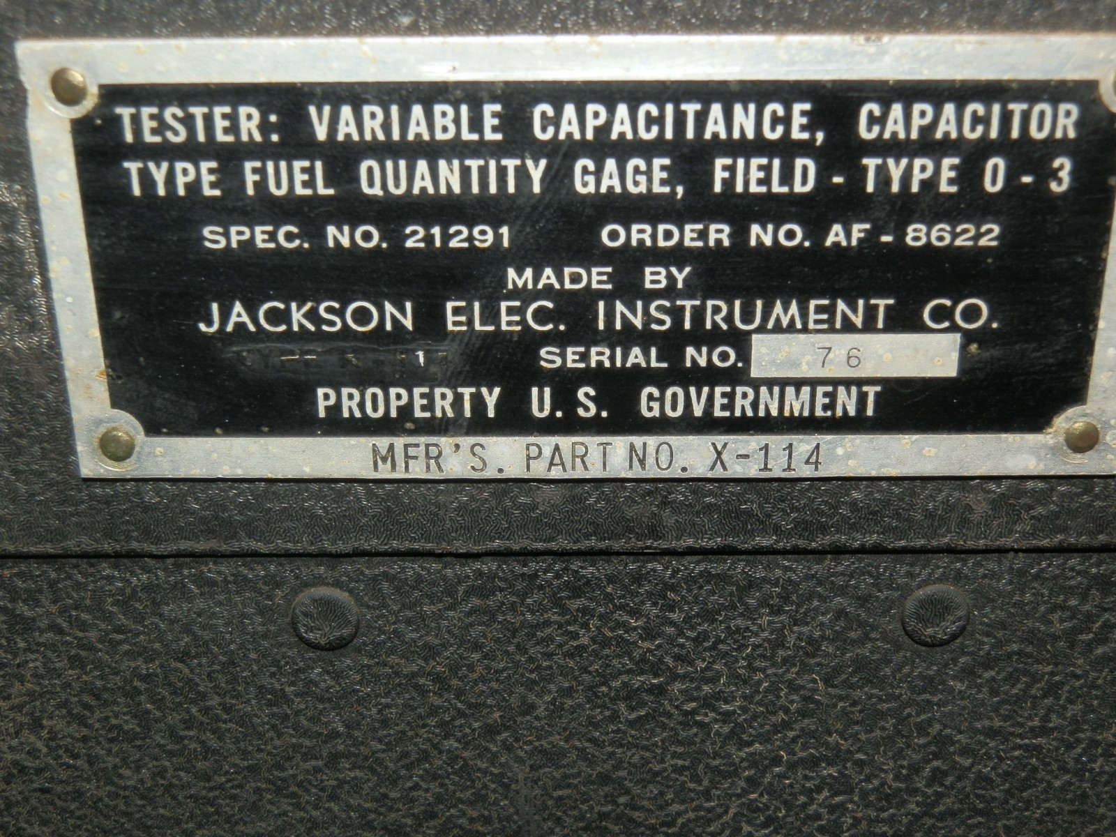 Jackson X-114 Variable Capacitance Capacitor Tester - Jackson Electric -