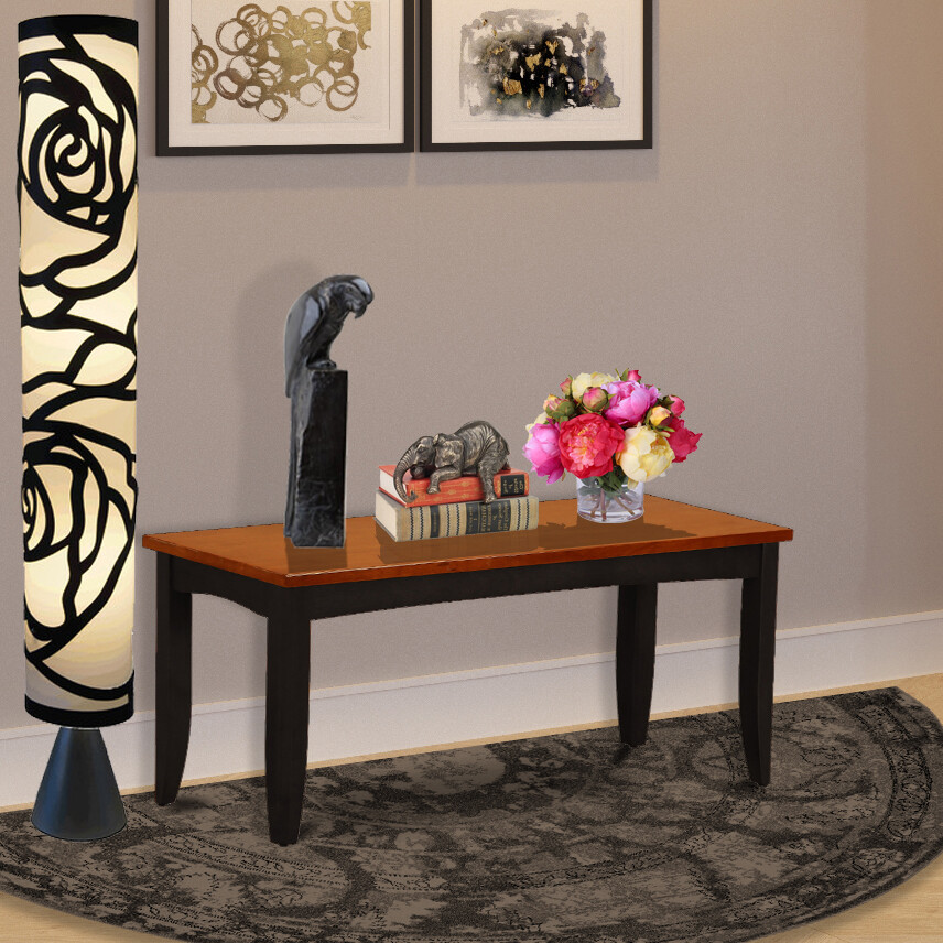 Solid wood Parfait kitchen dining bench in cherry black from East West Furniture