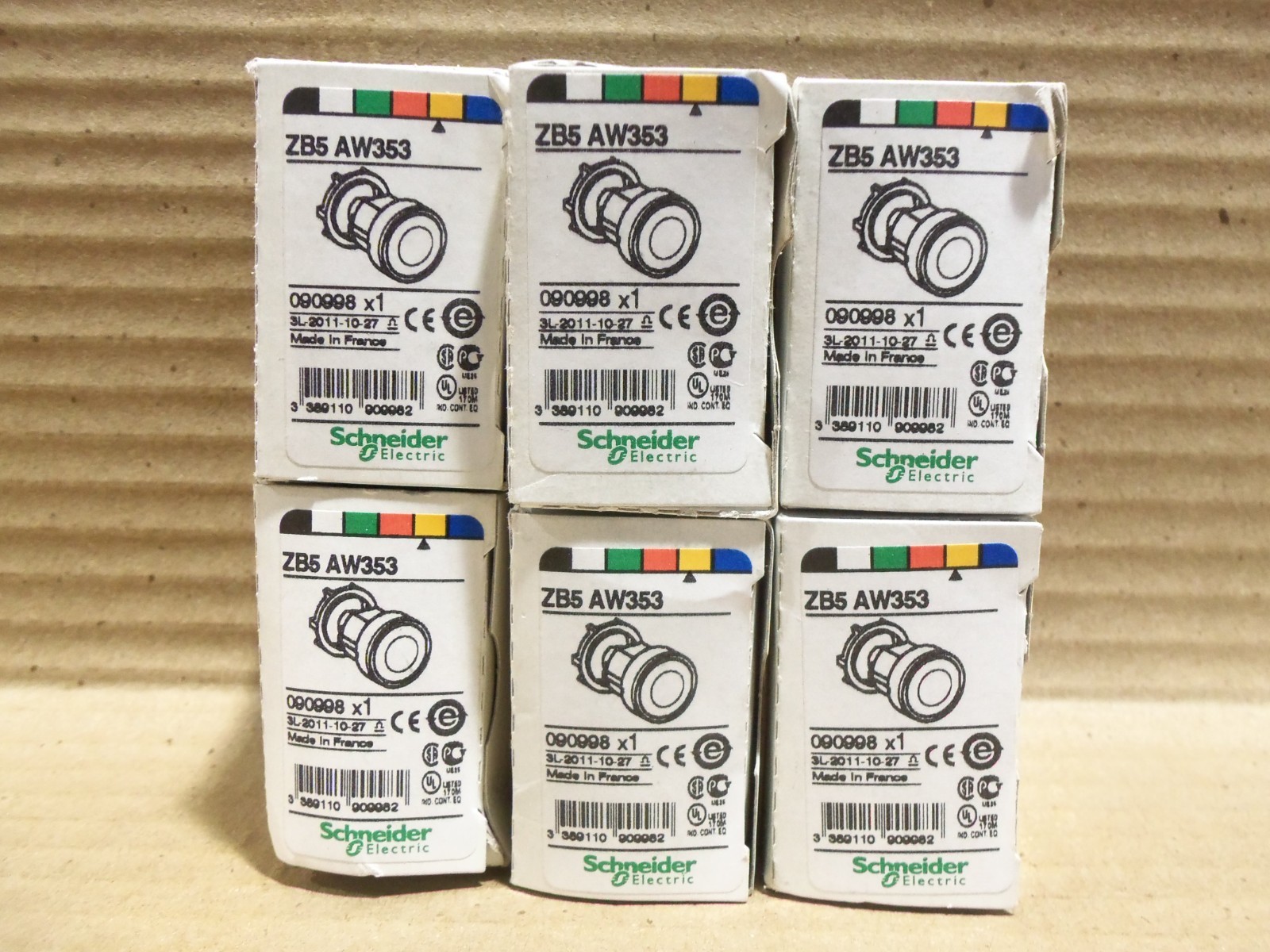 NEW LOT OF 6 SCHNEIDER ELECTRIC ZB5AW353 ORANGE PUSHBUTTON