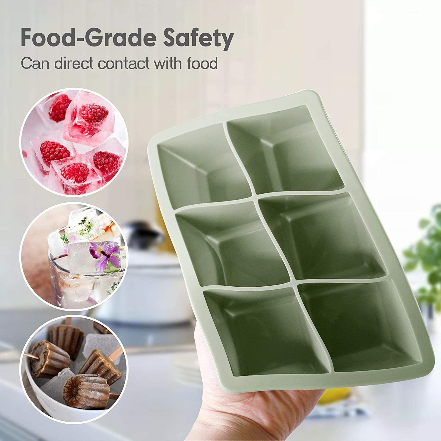 Silicone Ice Cube Trays 3 Pack - Large Size Silicone Ice Cube Molds with Leak Pr