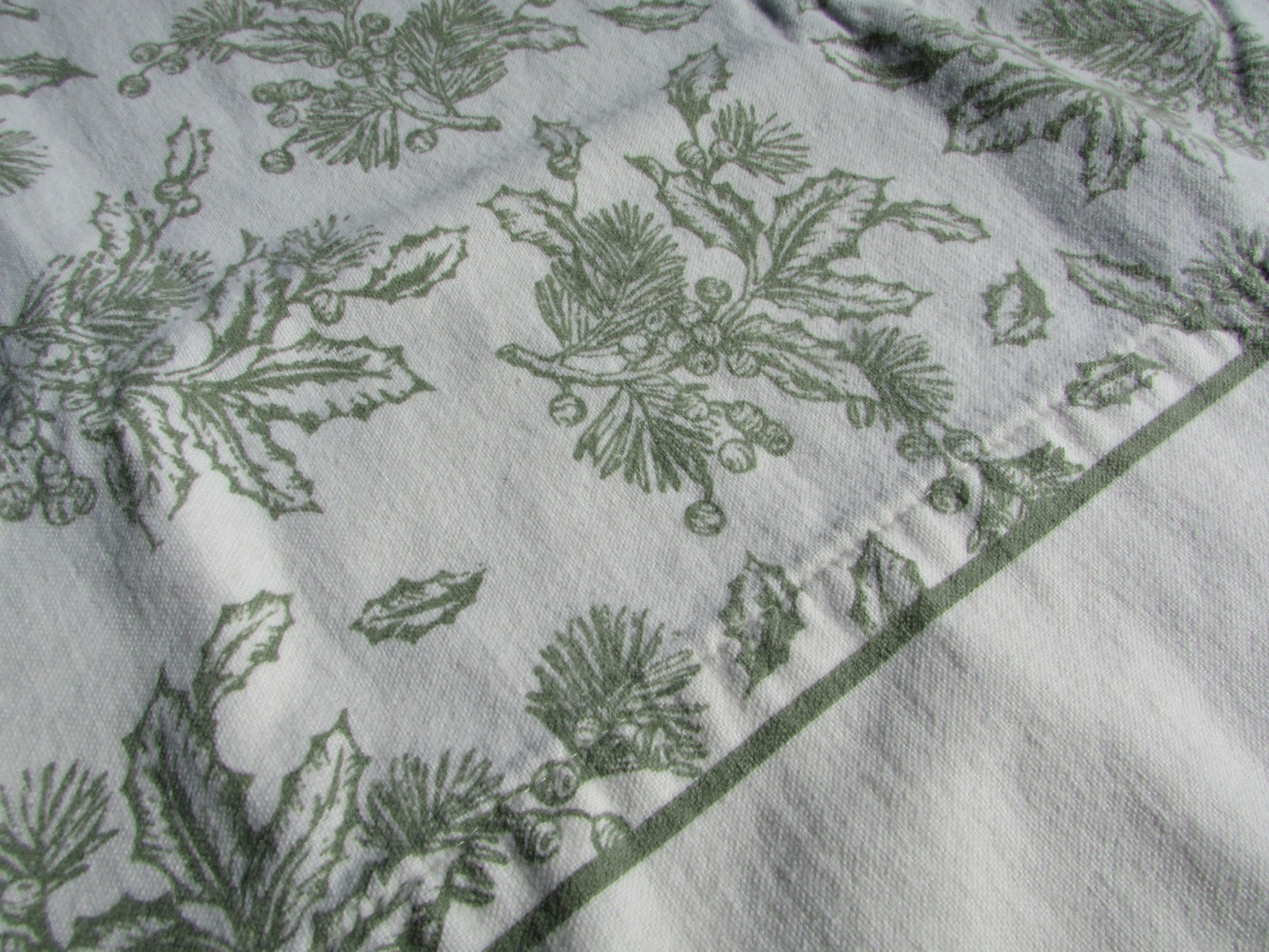 Sonoma Off-White Green Winter Berry Floral Flannel Pillowcases Set of 2 Cotton