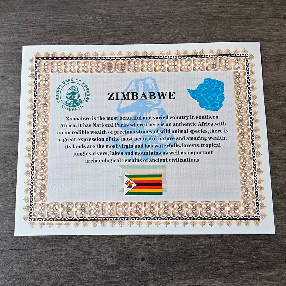 1pcs Zimbabwe One Centillion Containers Banknote Certificate Collection Gift