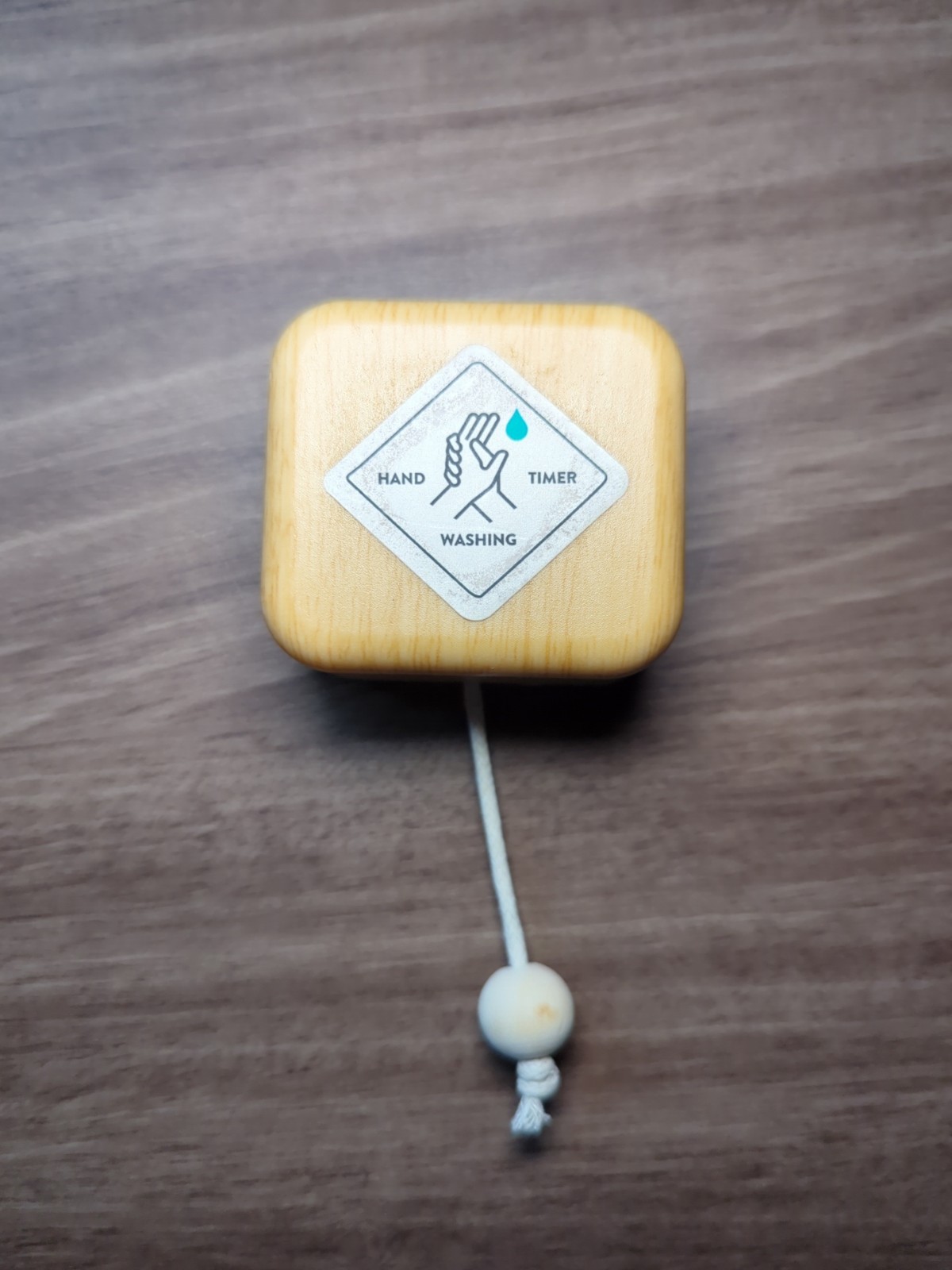 Kikkerland Hand Washing Timer Pull String Wood Block 20 Sec Reminder