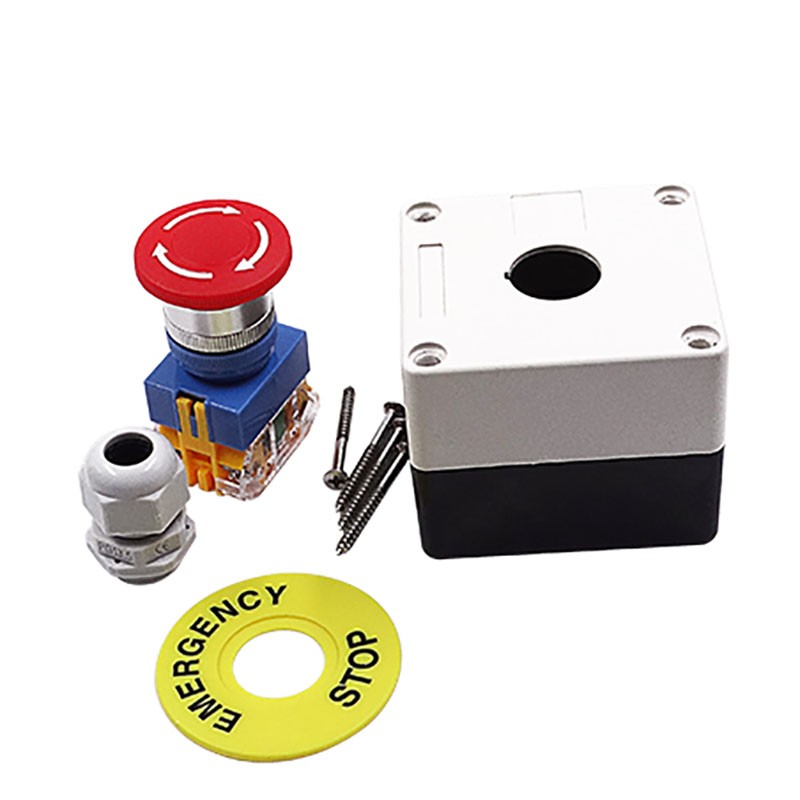 22mm Mushroom Head E-STOP Switch Latching Emergency Stop Push Button Control Box