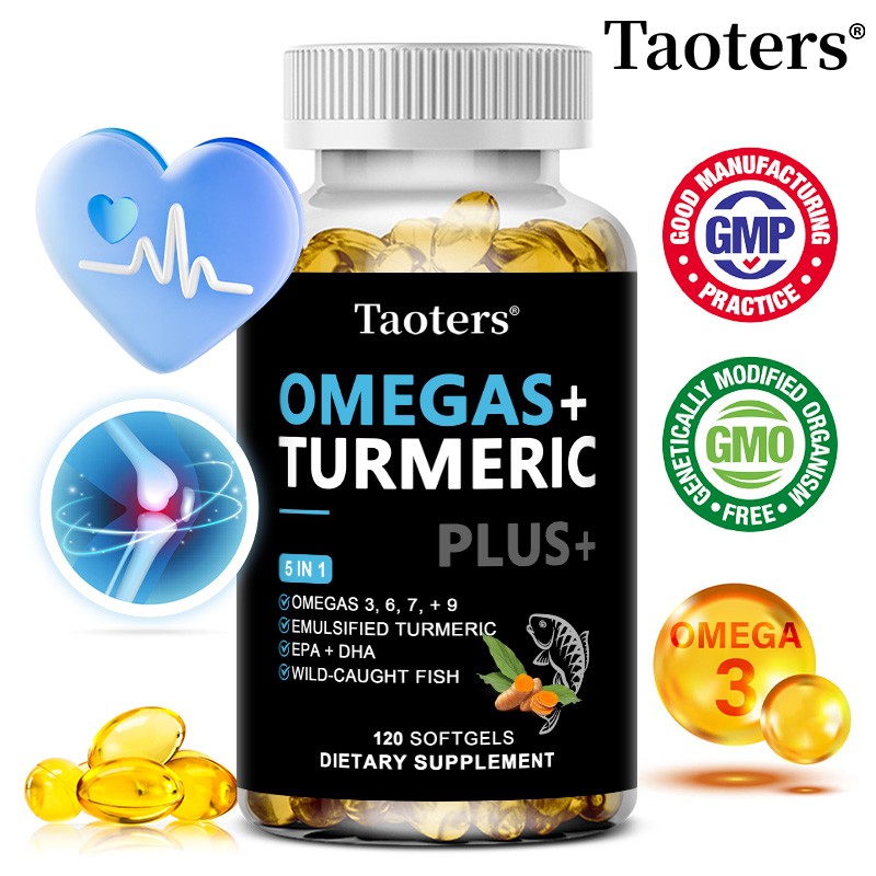 Omegas+Turmeric,Black Pepper,Bone Joint Support Dietary Supplement 120 Softgels