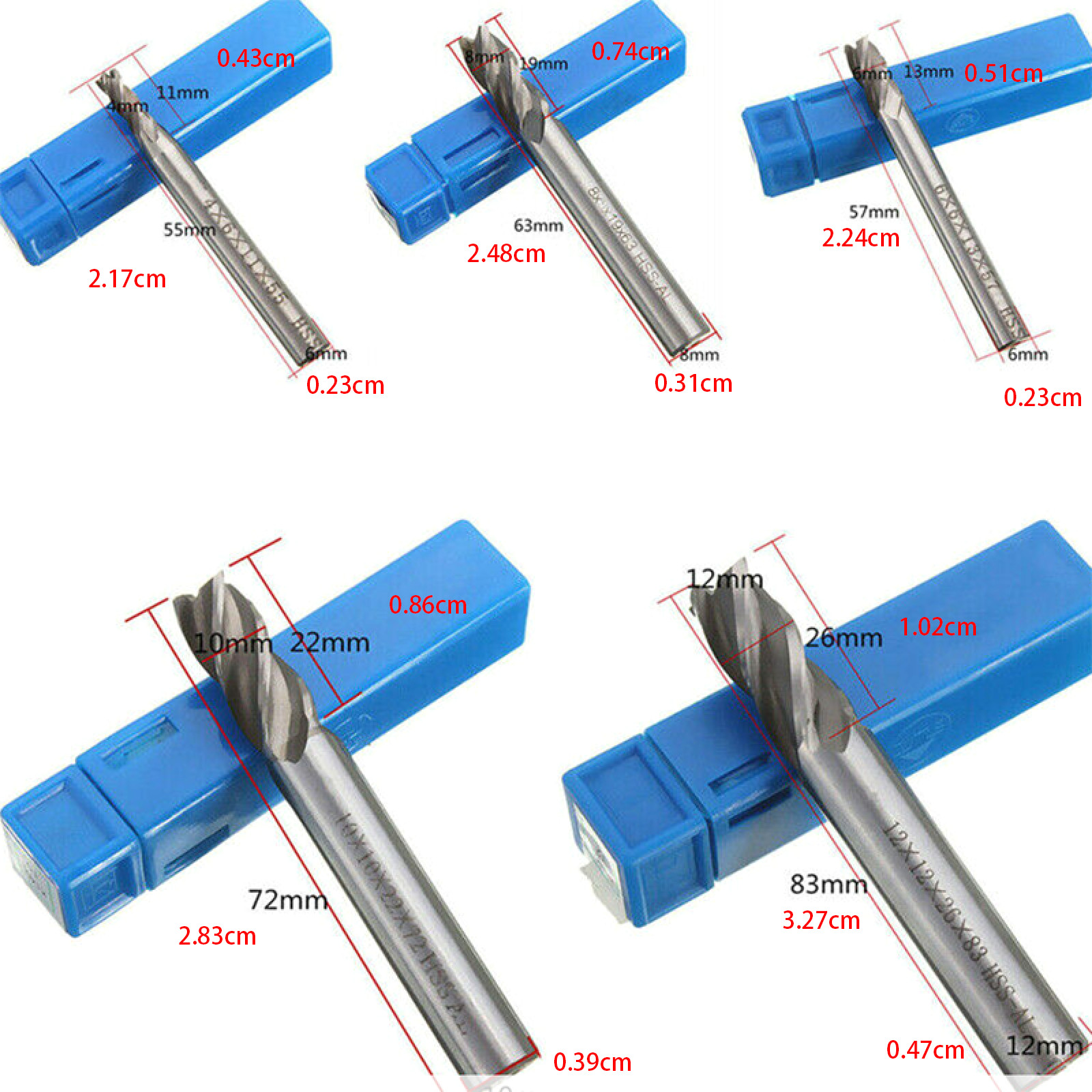 5Pcs CNC Straight Drill Bits HSS Shank 4 Flutes Engraving Milling Cutters c