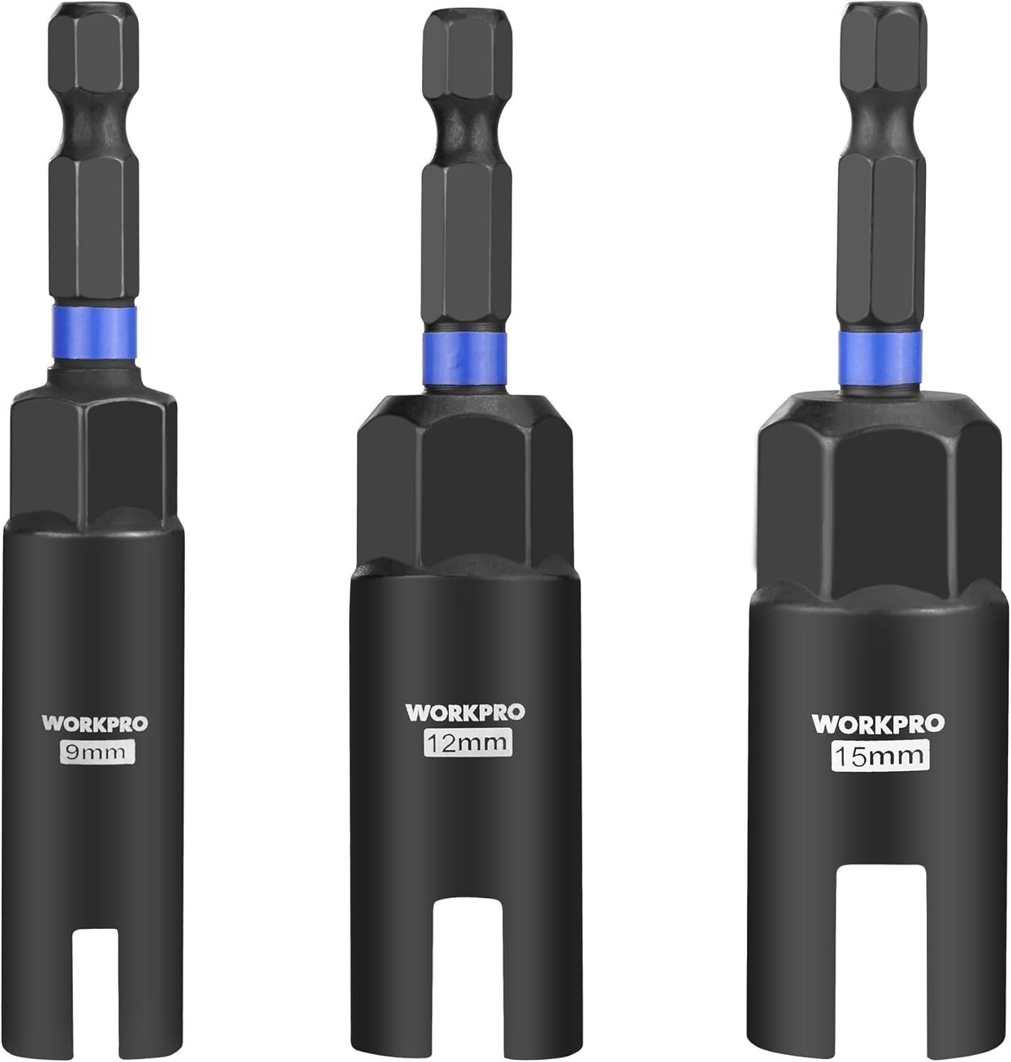 WORKPRO 3PC Power Wing Nut Driver Bit 9-15mm Nut Driver Bit Socket 1/4 Hex Shank