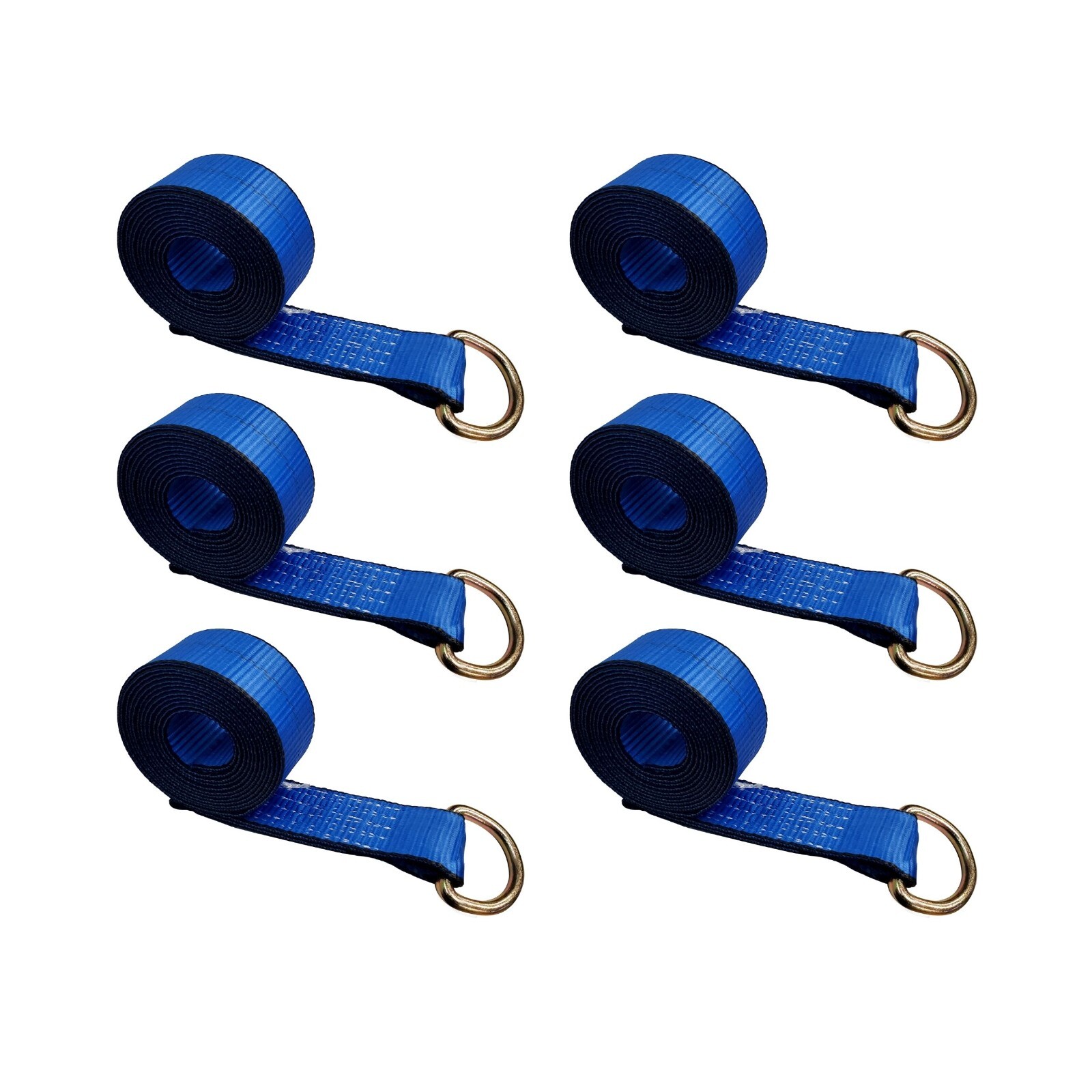 6 Pack 2" x 10' Lasso Strap w/ D Ring Auto Tie Down for Tow Truck Wheel Lift