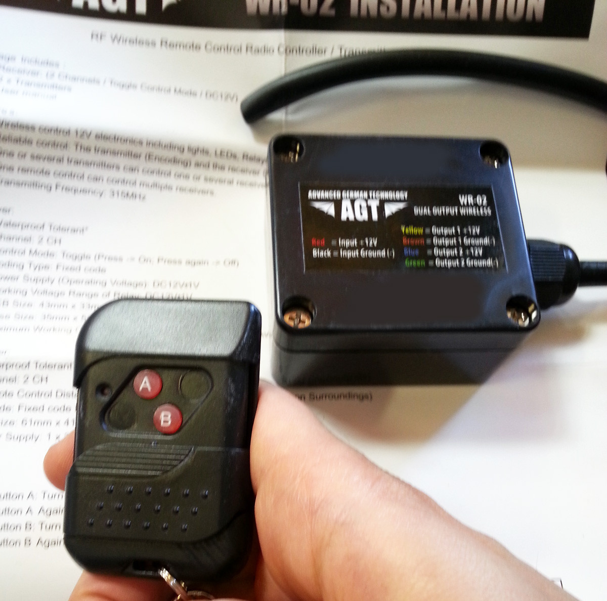 2CH Way RF Waterproof wireless Remote control & Receiver On / Off Switch 12V