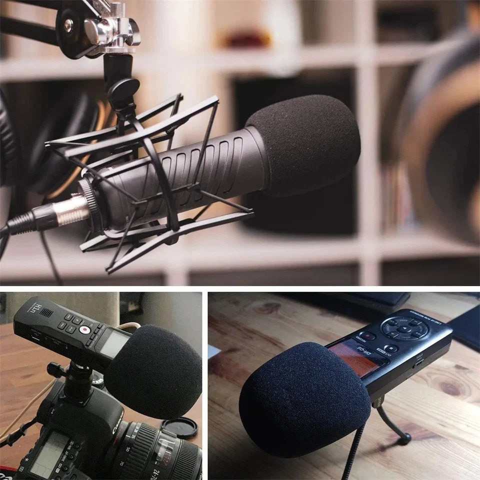 6x Microphone Handheld Grill Windscreen Filter Sponge Foam Mic Cover Black