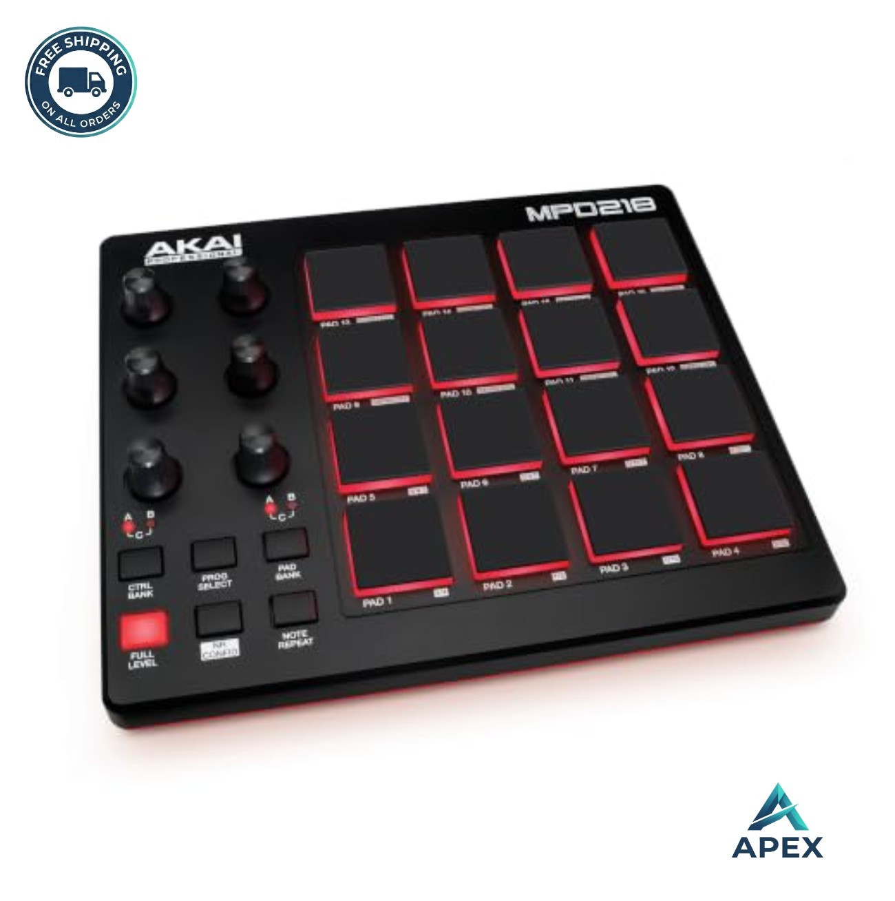 USB MIDI Pad Controller 16 MPC Pads 18 Knobs Note Repeat Full Level Software