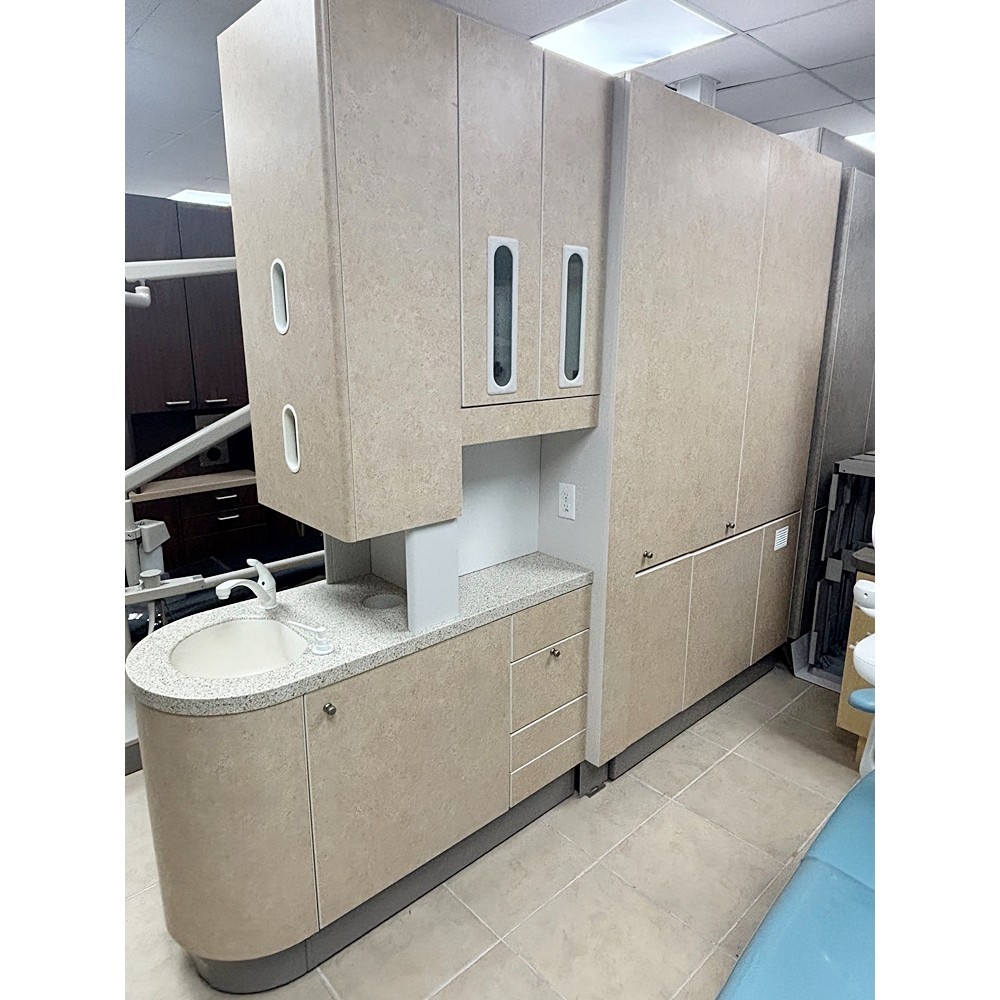 ADEC 5543 Dental Center Island Cabinet (88"H) -Sandstone (107"L) - Privacy Doors
