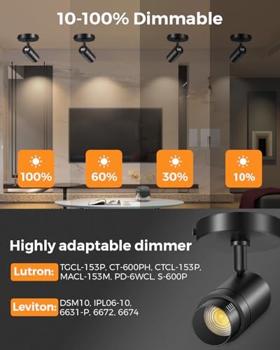Zoomable LED Ceiling Spot Lights Indoor Adjustable Ceiling 4000K Black