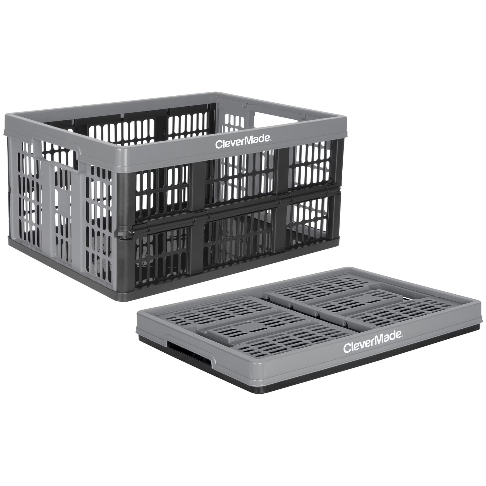 CleverMade 8 Gal Collapsible Utility Crate Stone 32L Folding Storage