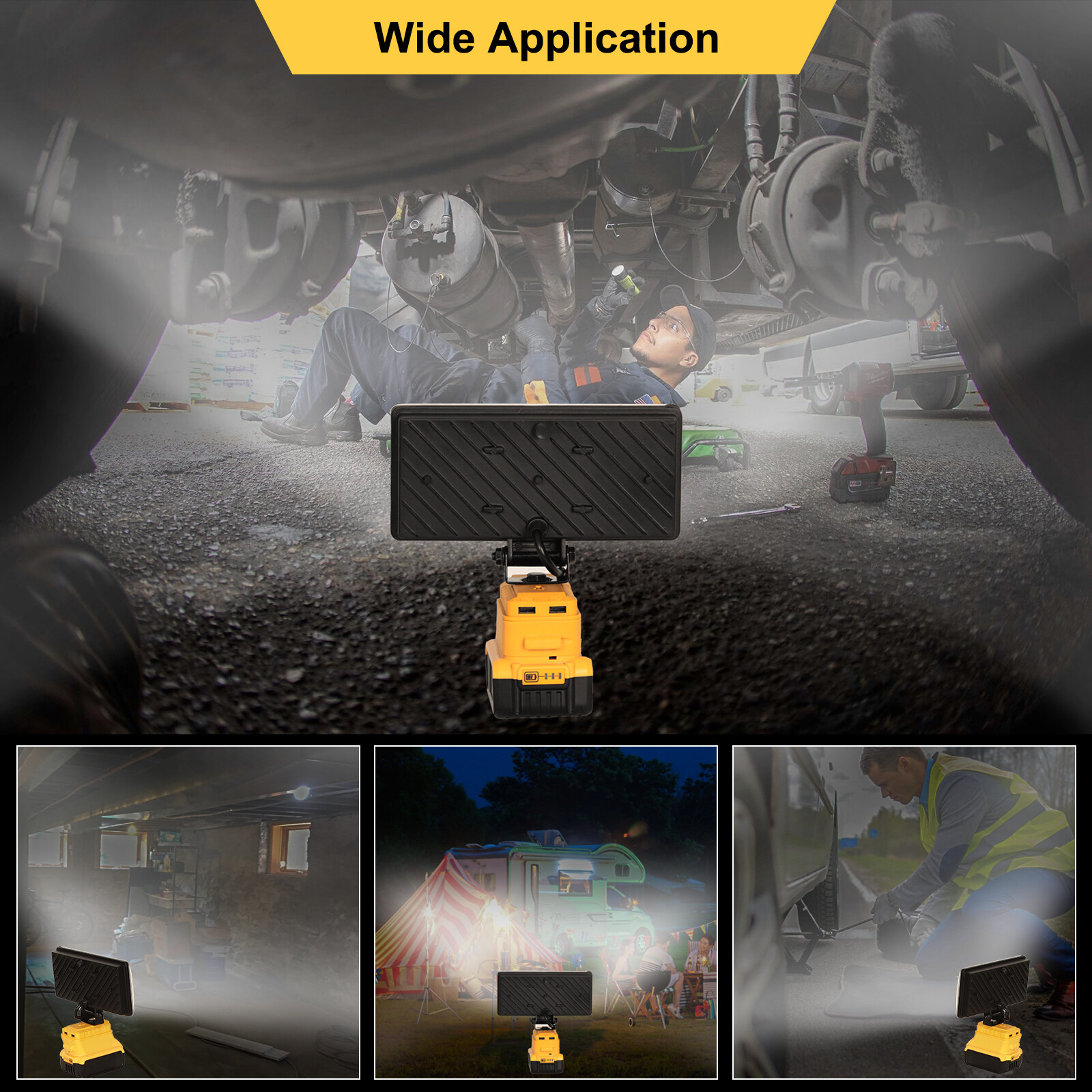 3×Cordless Led Work Light For Dewalt 20V Battery,Portable Flood Light Flashlight