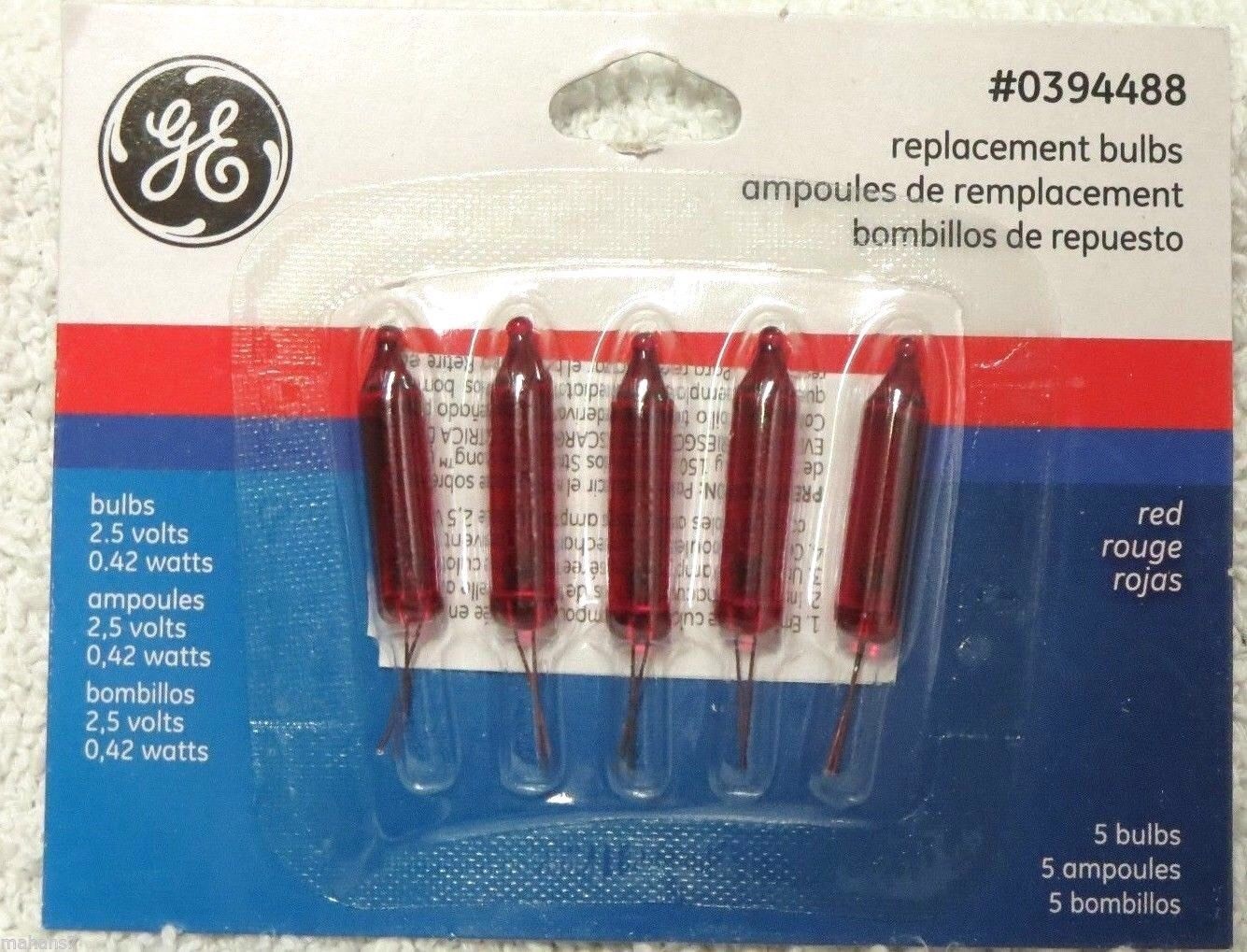 GE 2.5 V Replacement Lights 5 Bulbs, Red