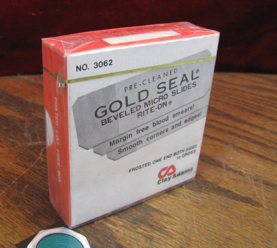 Clay Adams Gold Seal No.3062 Rite-On Microscope Slides 3x1" Double Frosted Bevel