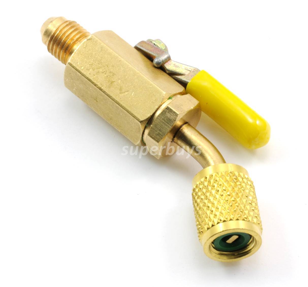 Yellow/Orange 1/4" SAE Male to Female Ball Valve Tap Hose Air Con Conditioner