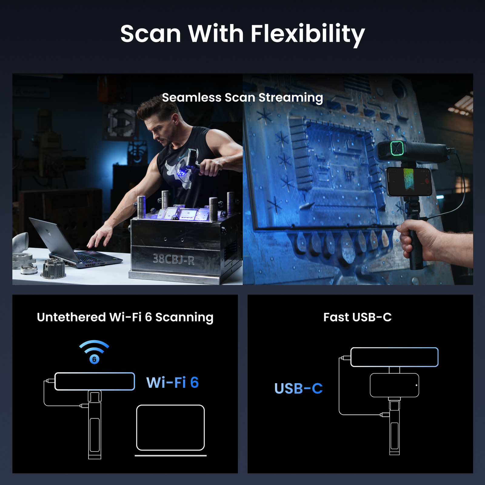 Revopoint MetroY PRO 3D Laser Scanner For 3D Print 34Line Wireless Handheld Scan